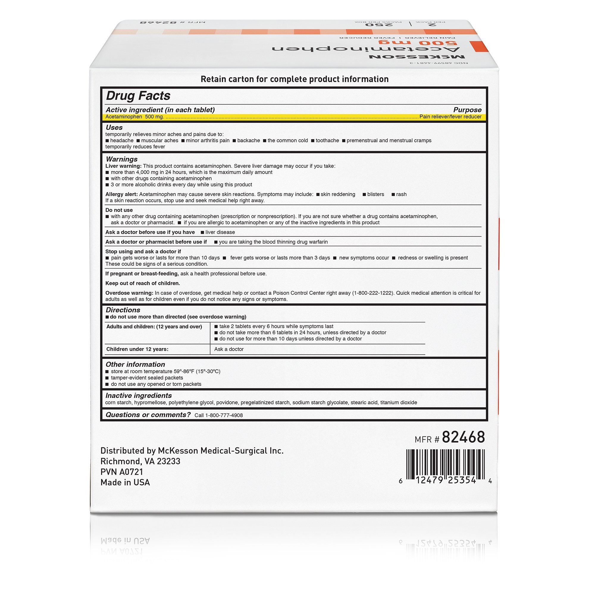 Pain Relief McKesson 500 mg Strength Acetaminophen Unit Dose Tablet 250 per Box - image 5