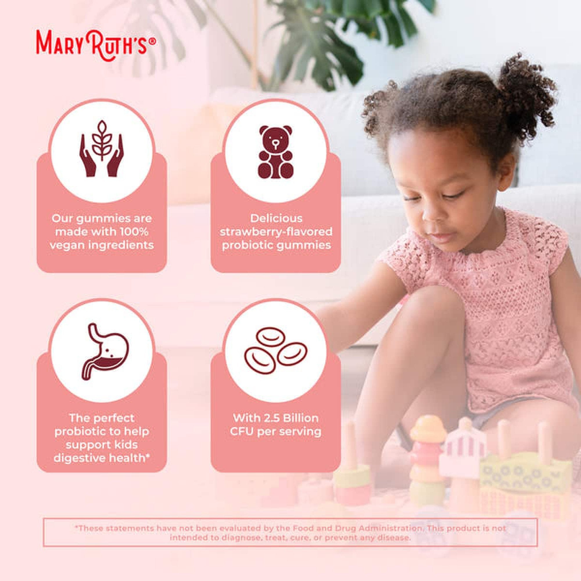 Probiotic Dietary Supplement Mary Ruth's® Organic Kids Probiotic 60 Per Bottle Gummy - image 6