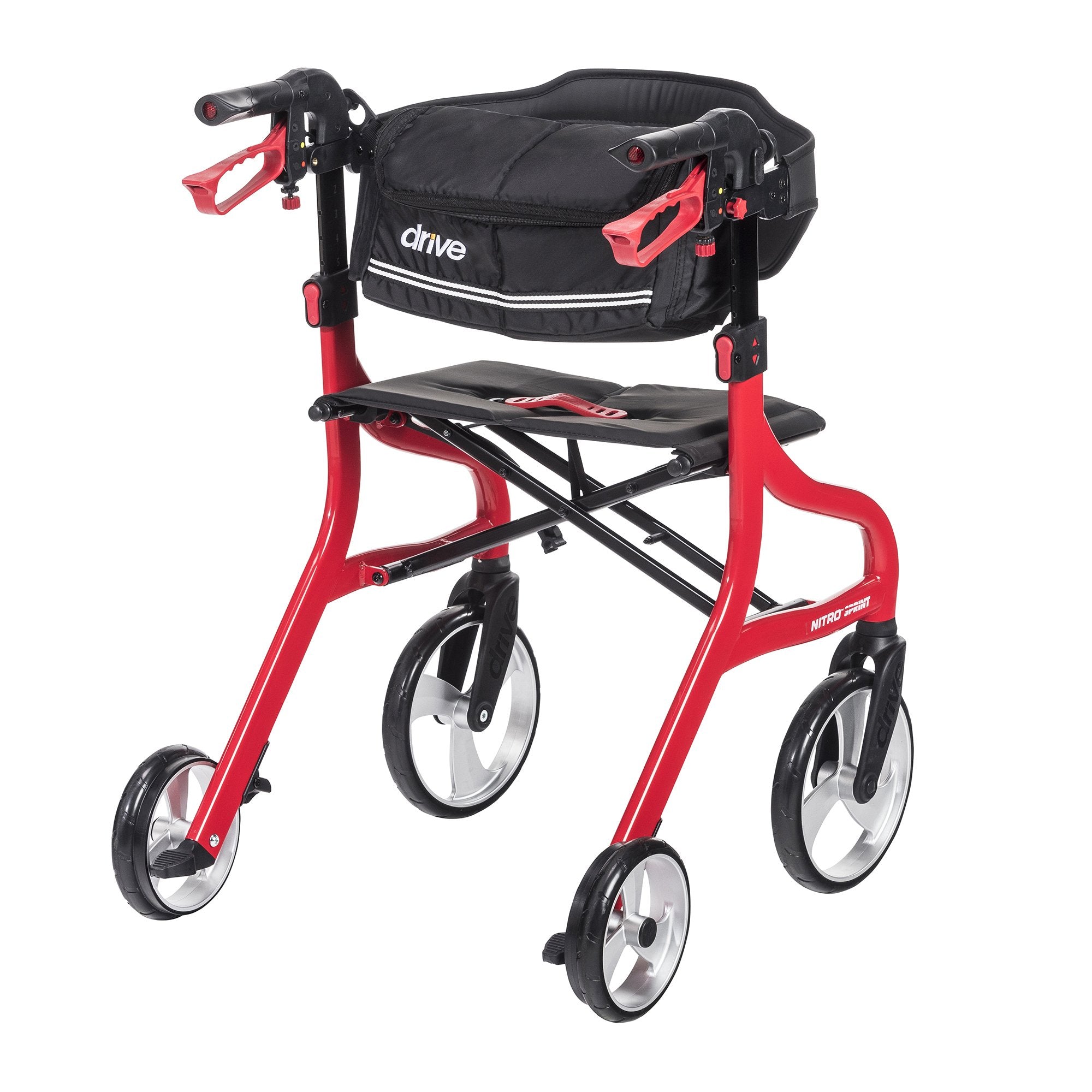 4 Wheel Rollator drive™ Nitro Sprint Red Folding Aluminum Frame - image 10