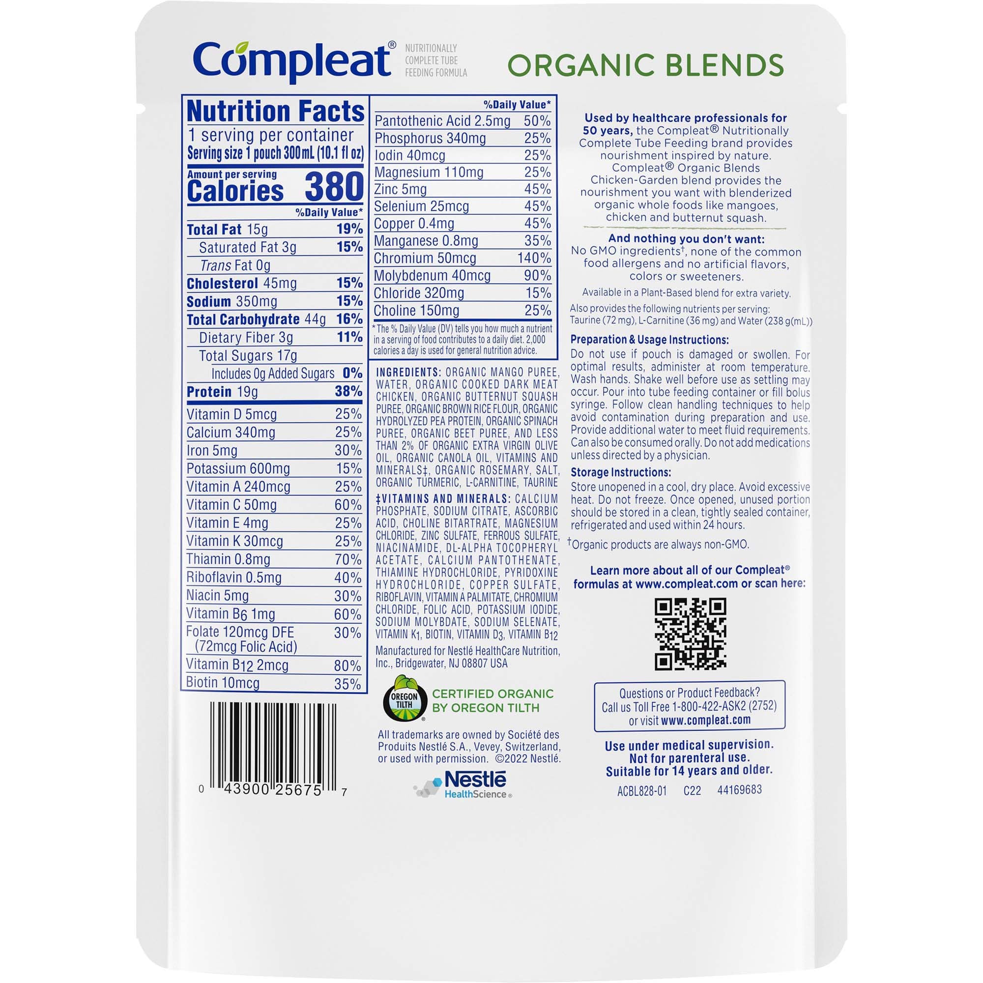 Oral Supplement Compleat® Organic Blends Chicken-Garden Flavor Liquid 10.1 oz. Pouch - image 2