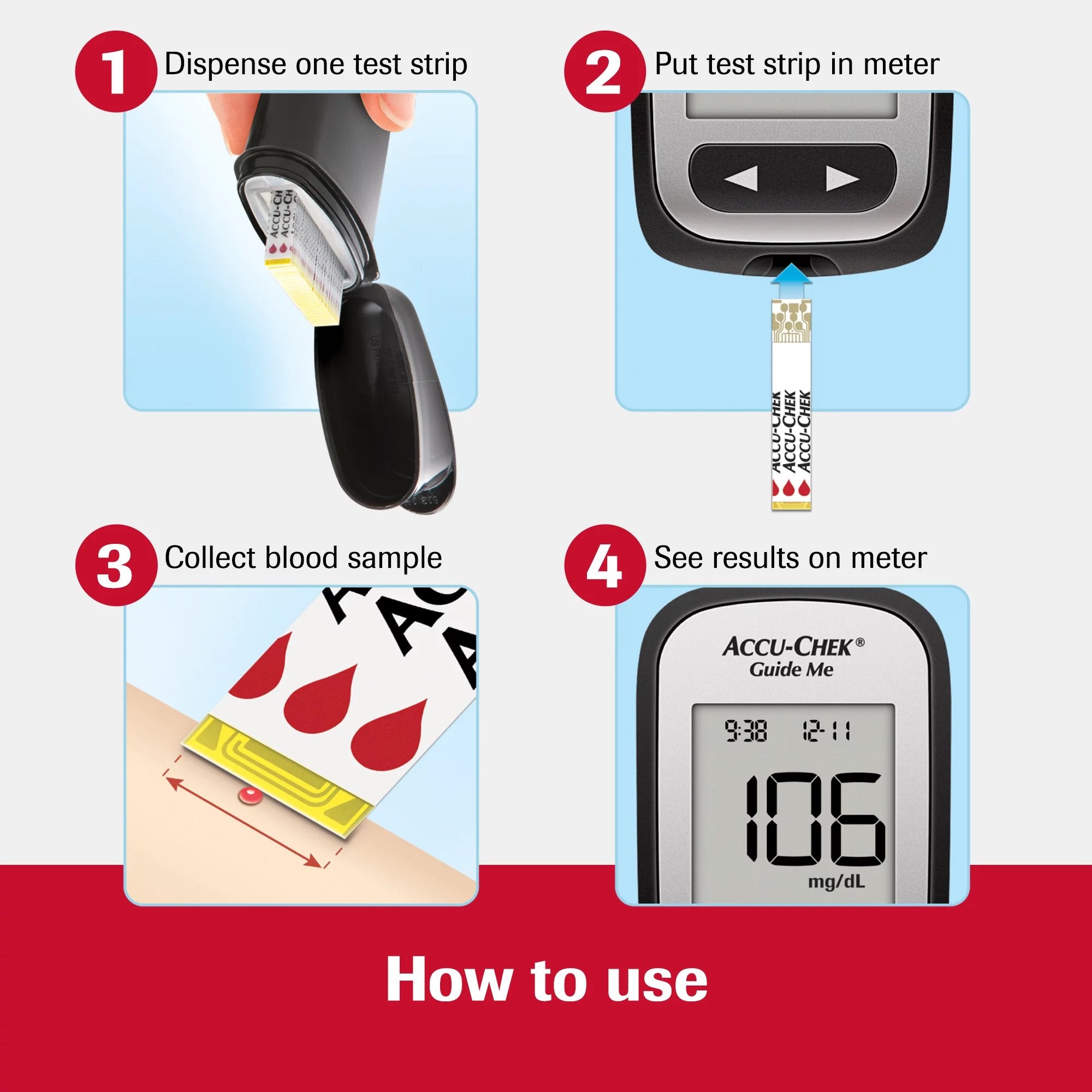 Blood Glucose Meter Accu-Chek® 4 Second Results Stores up to 30 Results No Coding Required - image 5