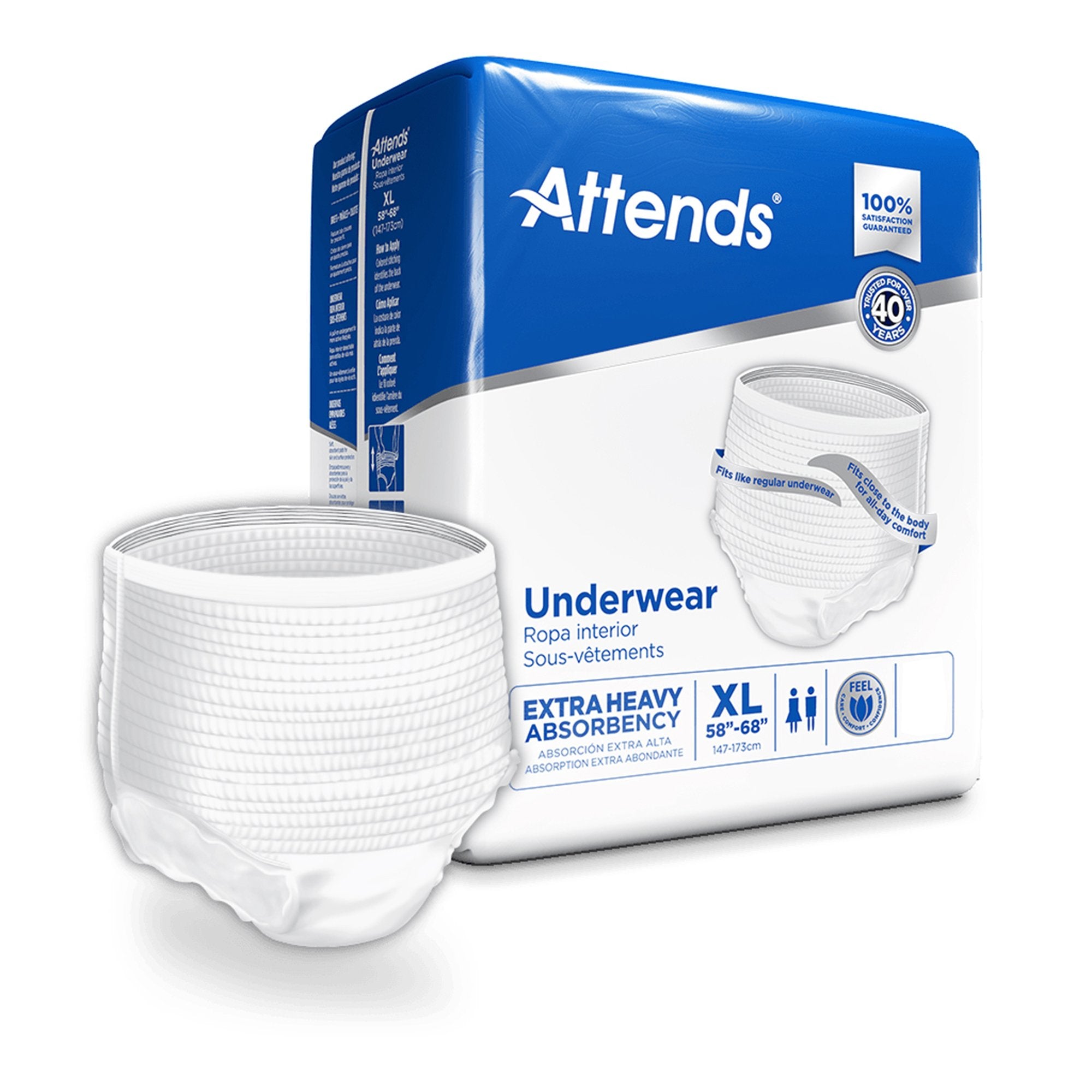 Absorbent Underwear Attends® Care Pull On with Tear Away Seams Adult X-Large Unisex Disposable Heavy Absorbency