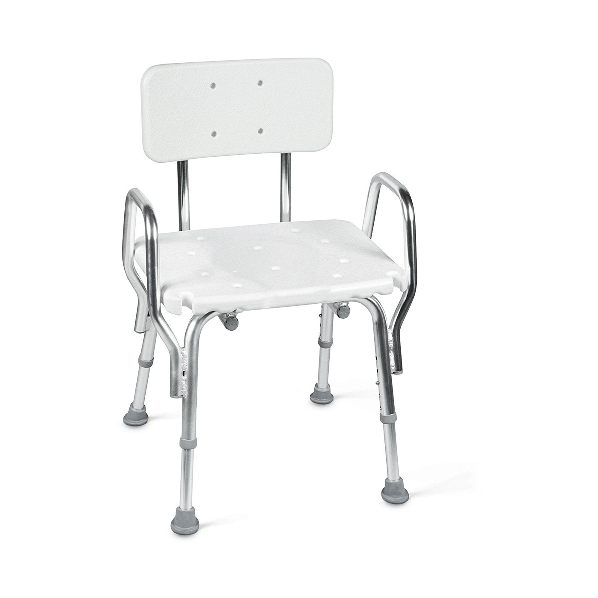 Shower Chair Mabis® Fixed Arms Aluminum Frame With Backrest 19 Inch Seat Width 350 lbs. Weight Capacity