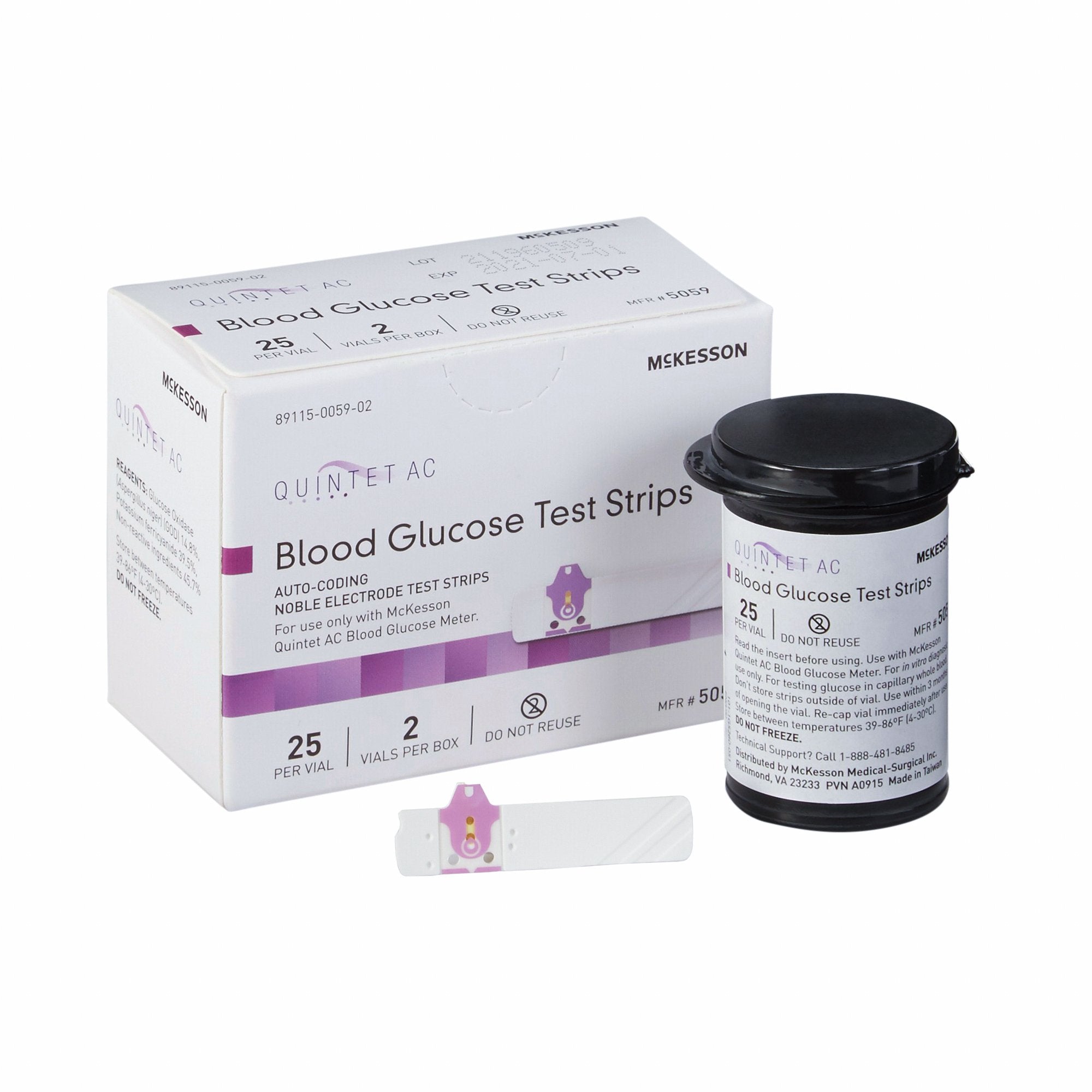 Blood Glucose Test Strips Quintet AC® 50 Strips per Pack For Quintet AC® Blood Glucose Monitor