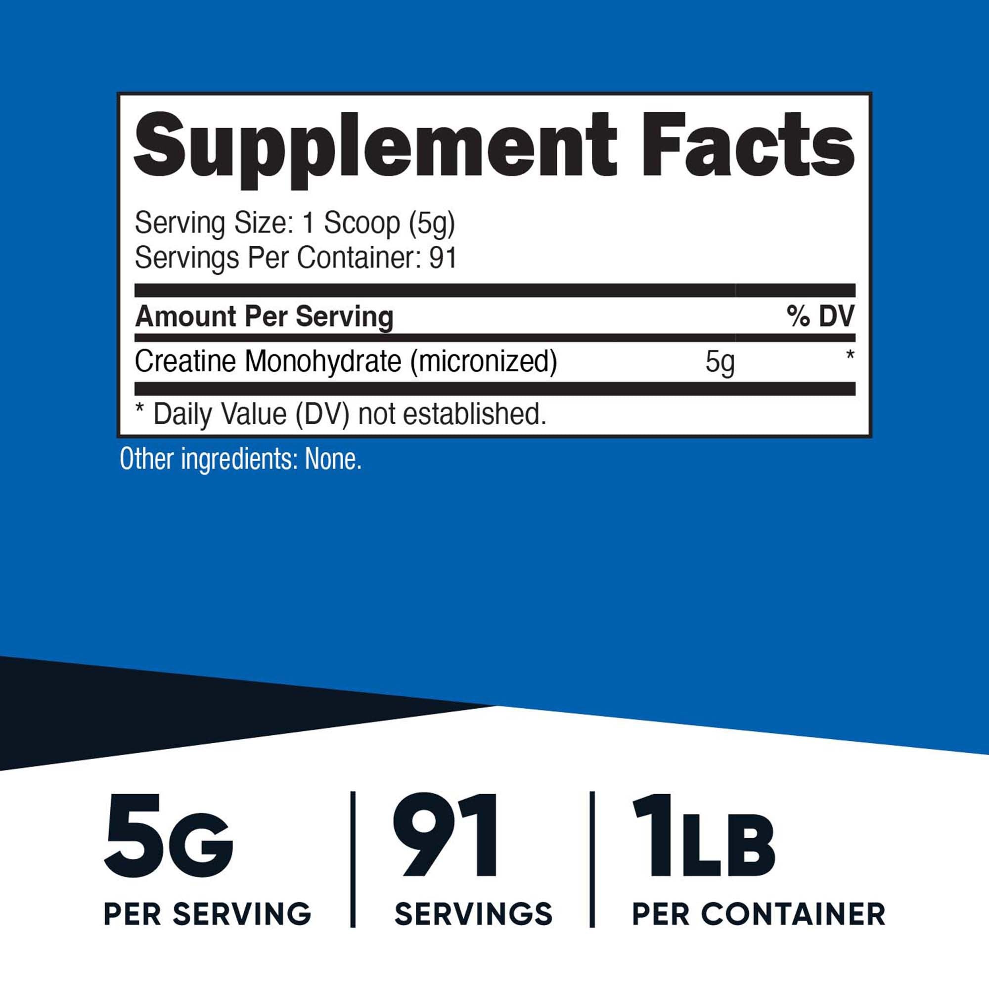 Oral Supplement Nutricost Creatine Monohydrate Unflavored Powder 1 lbs. Canister - image 3
