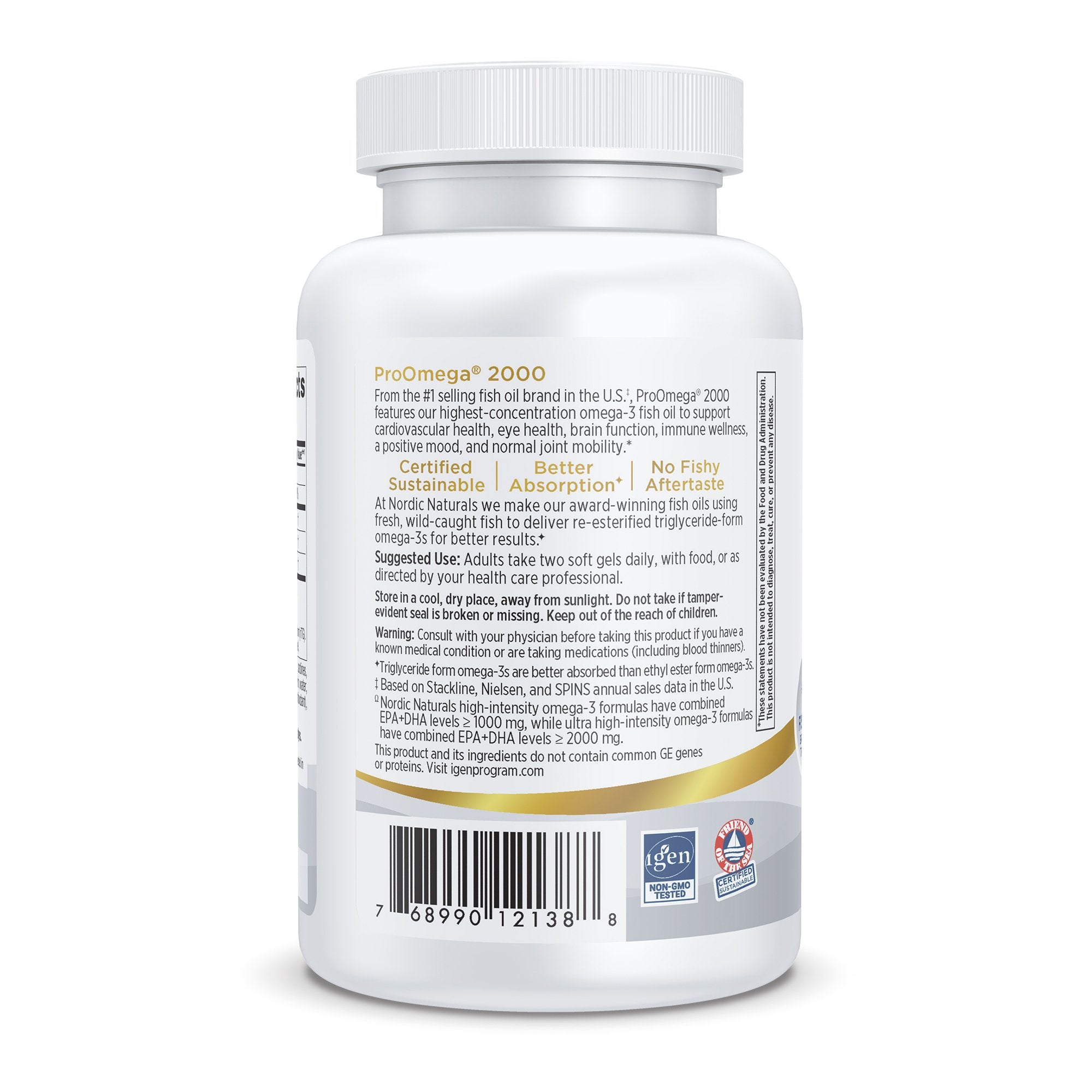 Dietary Supplement Nordic Naturals® ProOmega 2000 Softgel 60 per Bottle Lemon Flavor - image 3