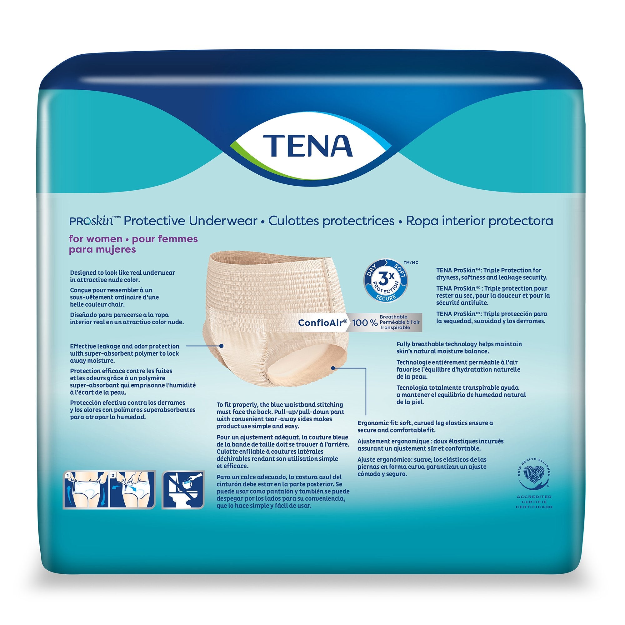 Absorbent Underwear TENA® ProSkin™ Protective Pull On with Tear Away Seams Adult Large Female Disposable Moderate Absorbency - image 5