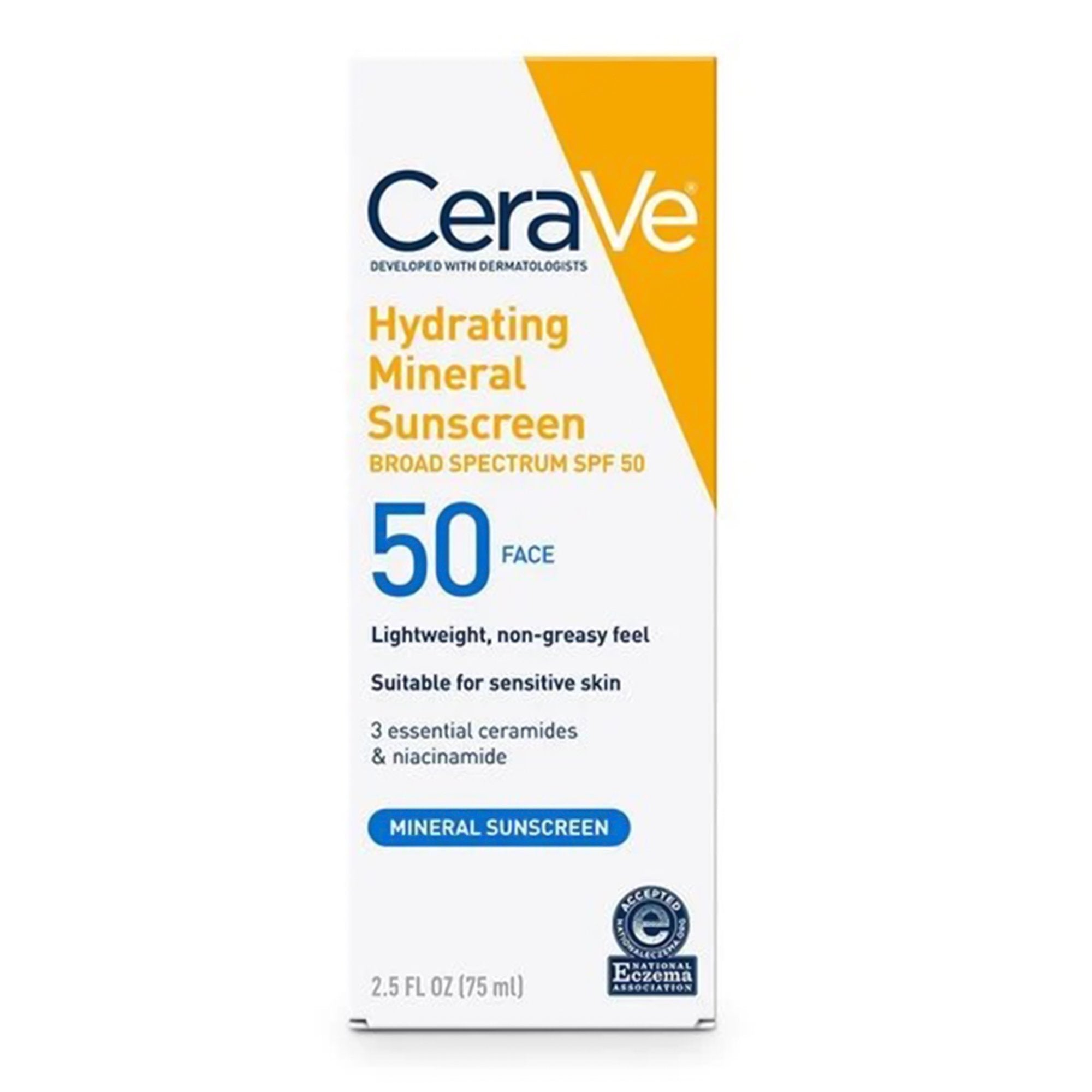 Sunscreen CeraVe® Hydrating Mineral Sunscreen Face SPF 50 Lotion 2.5 oz. Tube