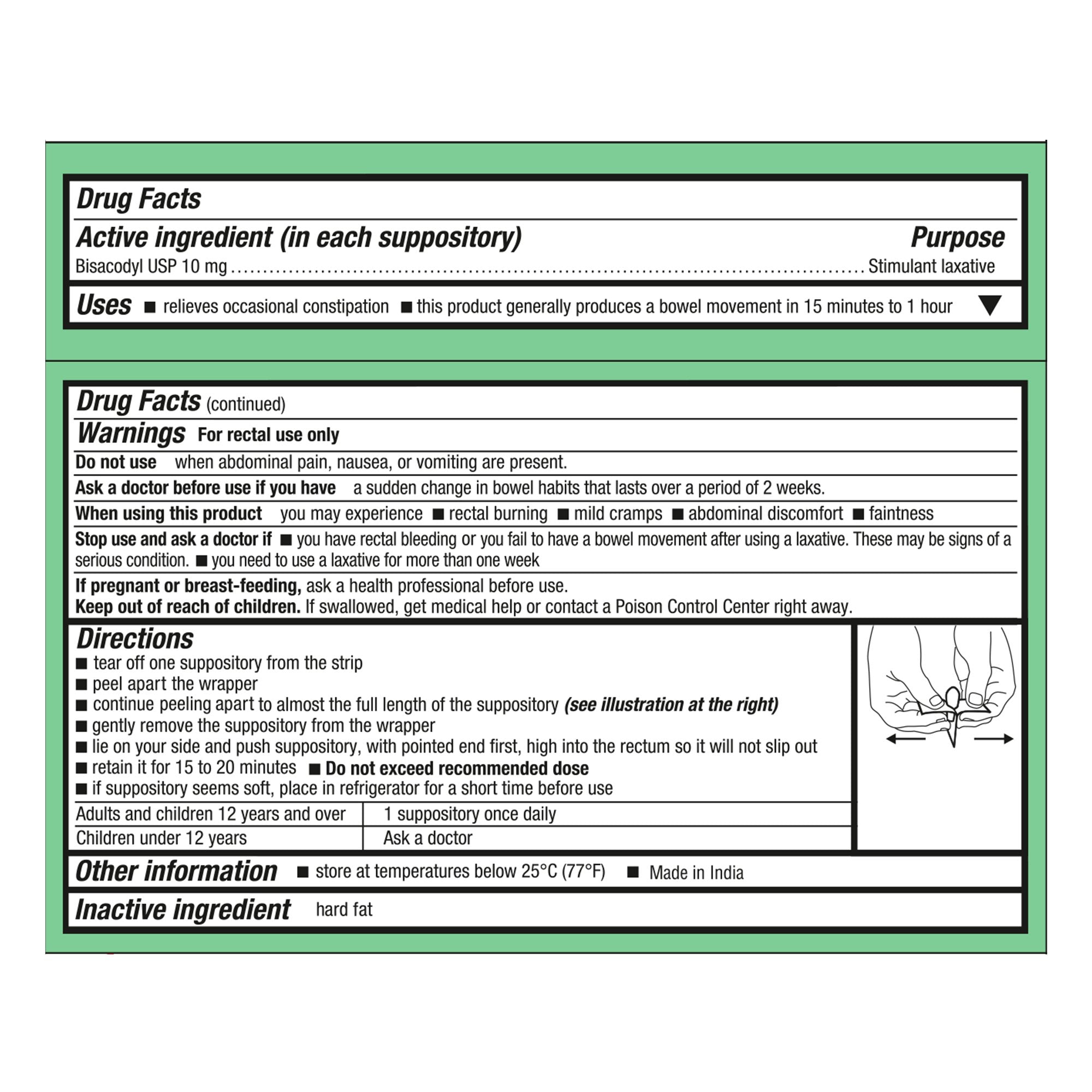 Laxative HEALTH STAR® Suppository 12 per Box 10 mg Strength Bisacodyl USP - image 3