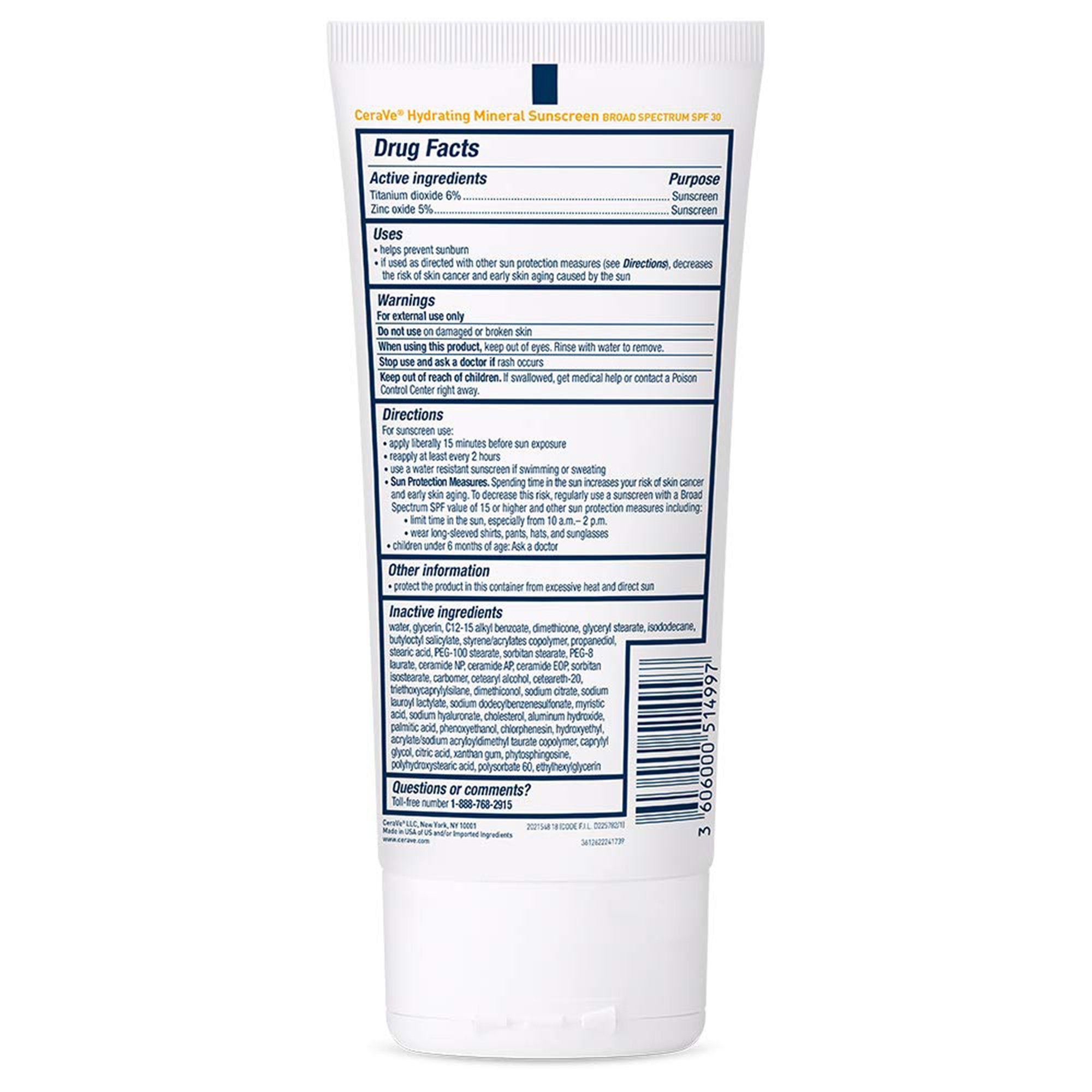 Sunscreen CeraVe® Hydrating Mineral SPF 30 Lotion 5 oz. Tube - image 2