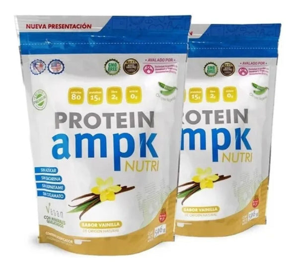 2-Pack Nutri Protein AMPK: Best Vegan Protein Source with AMPK Formula - 506gr Dust, 15g Protein, 3g Fiber, 80 Calories