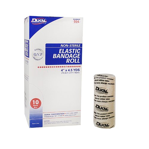 Elastic Bandage Dukal™ 4 Inch X 5 Yard Clip Detached Closure Tan NonSterile Standard Compression