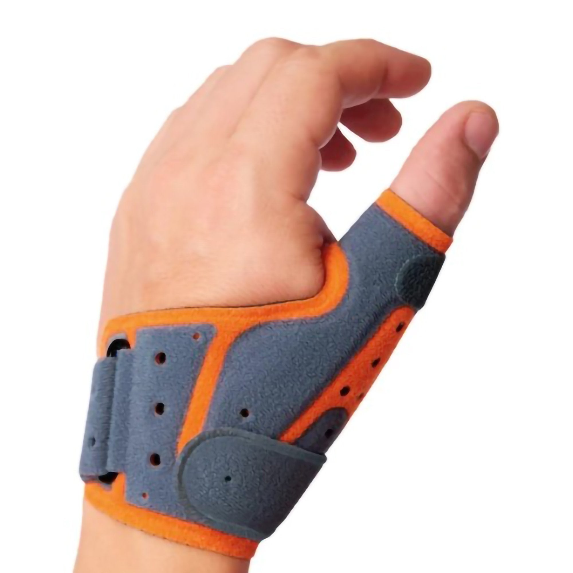 Thumb Brace Orliman® Adult Medium / Large Hook and Loop Thumb Gray / Orange