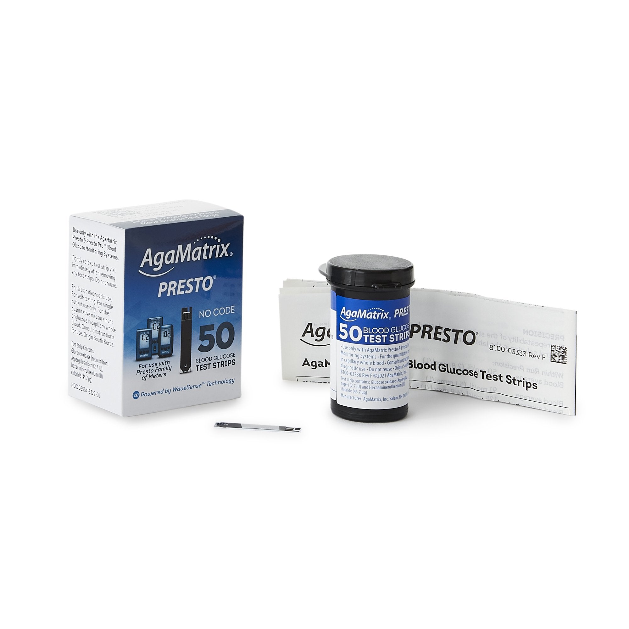 Blood Glucose Test Strips Wavesense® Presto® 50 Strips per Pack For Wavesense Presto Blood Glucose Monitoring System