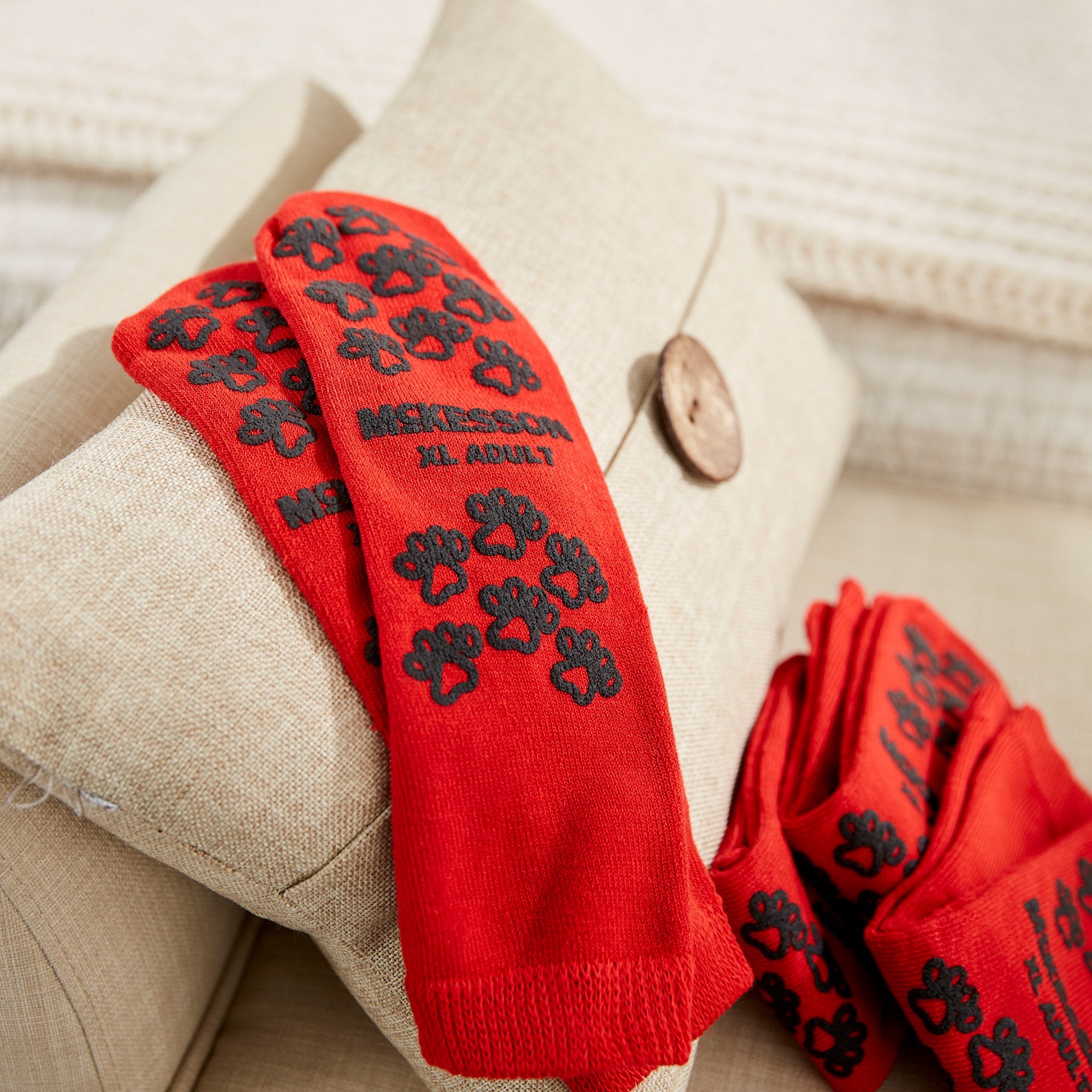 Slipper Socks McKesson Terries™ Unisex Adult X-Large Double Tread Single Patient Use Red - image 7