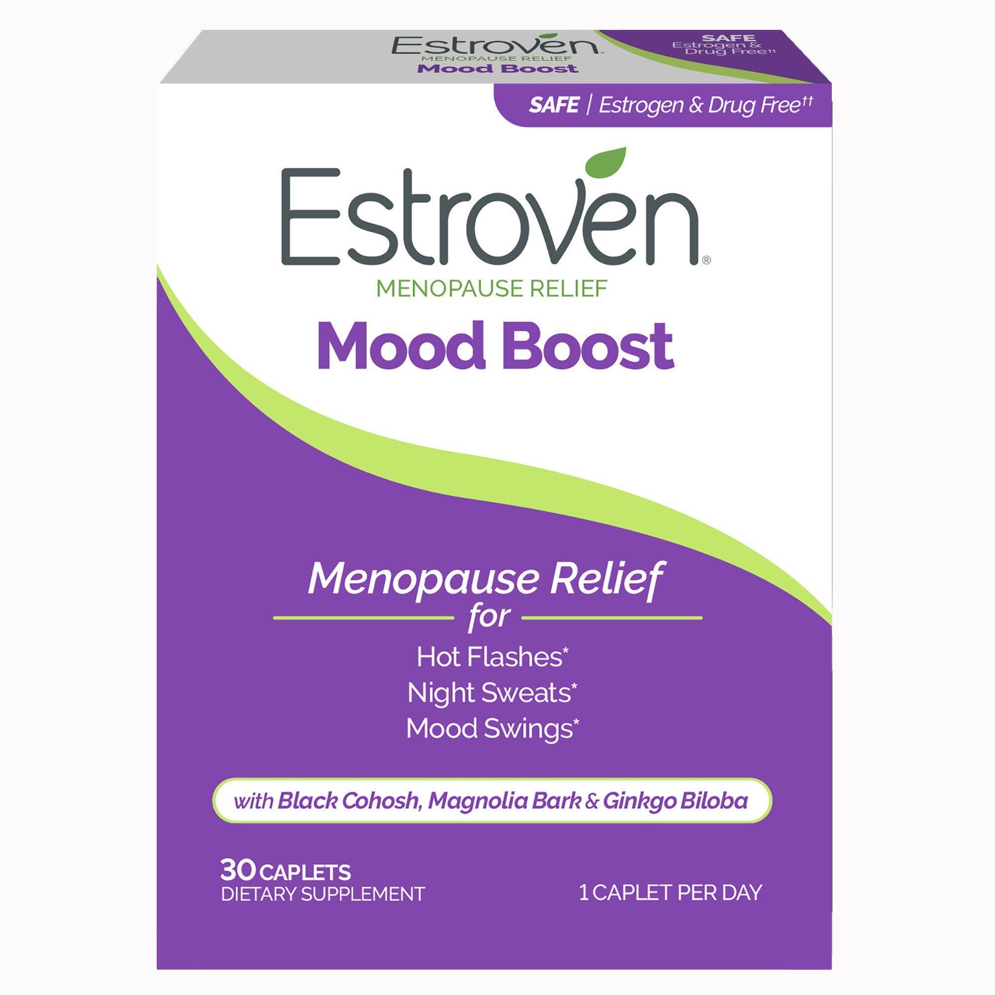 Dietary Supplement Estroven® Mood Boost Black Cohosh / Magnolia Bark / Ginkgo biloba 40 mg - 15 mg - 120 mg Strength Caplet 30 per Box - image 3