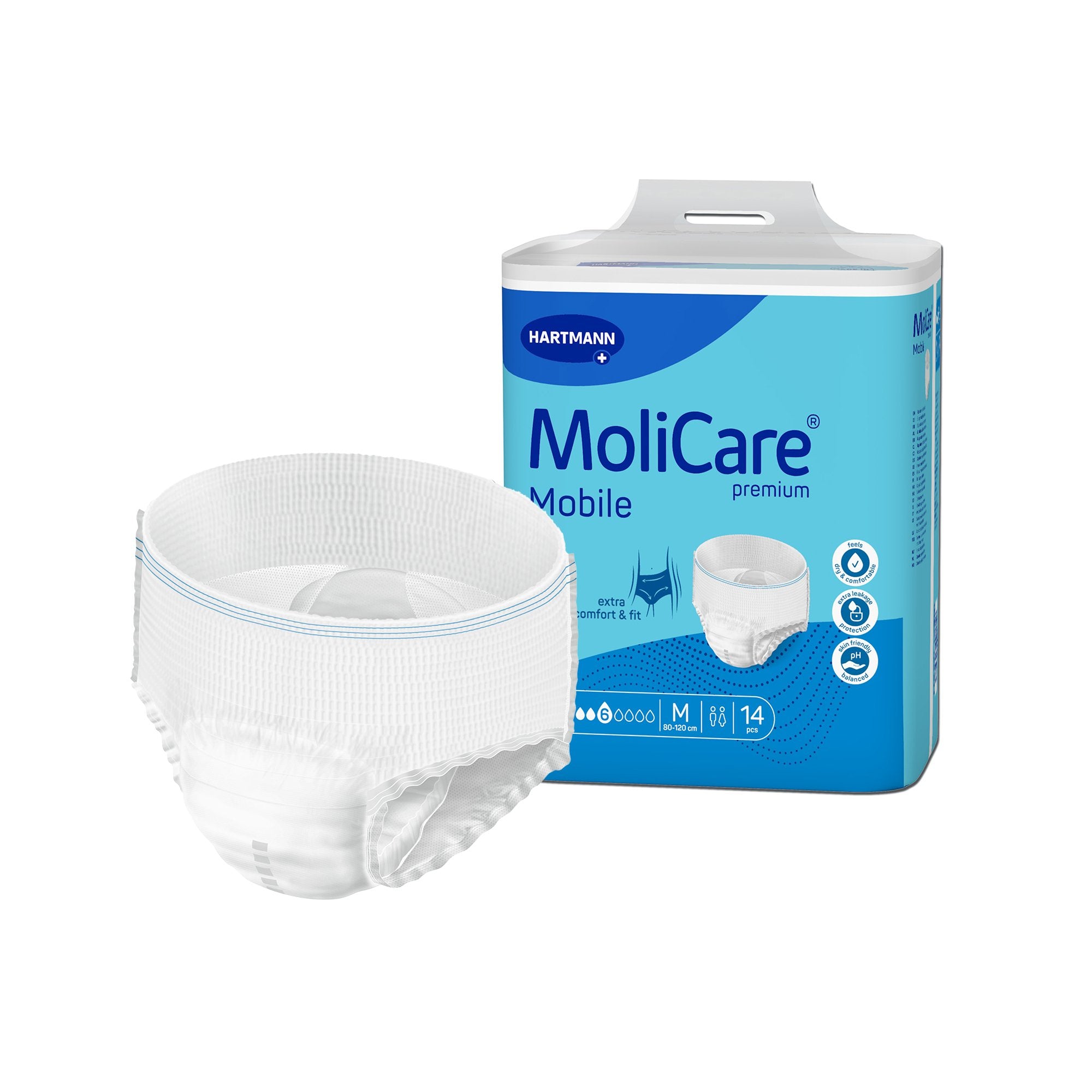 Absorbent Underwear MoliCare® premium Mobile 6D Pull On with Tear Away Seams Adult Medium Unisex Disposable Moderate Absorbency