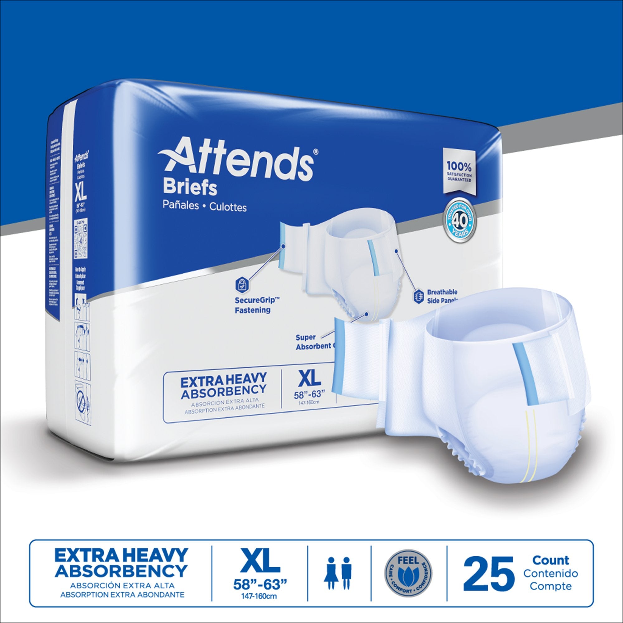 Incontinence Brief Attends® Care Advanced Adult X-Large Unisex Disposable Heavy Absorbency - image 10