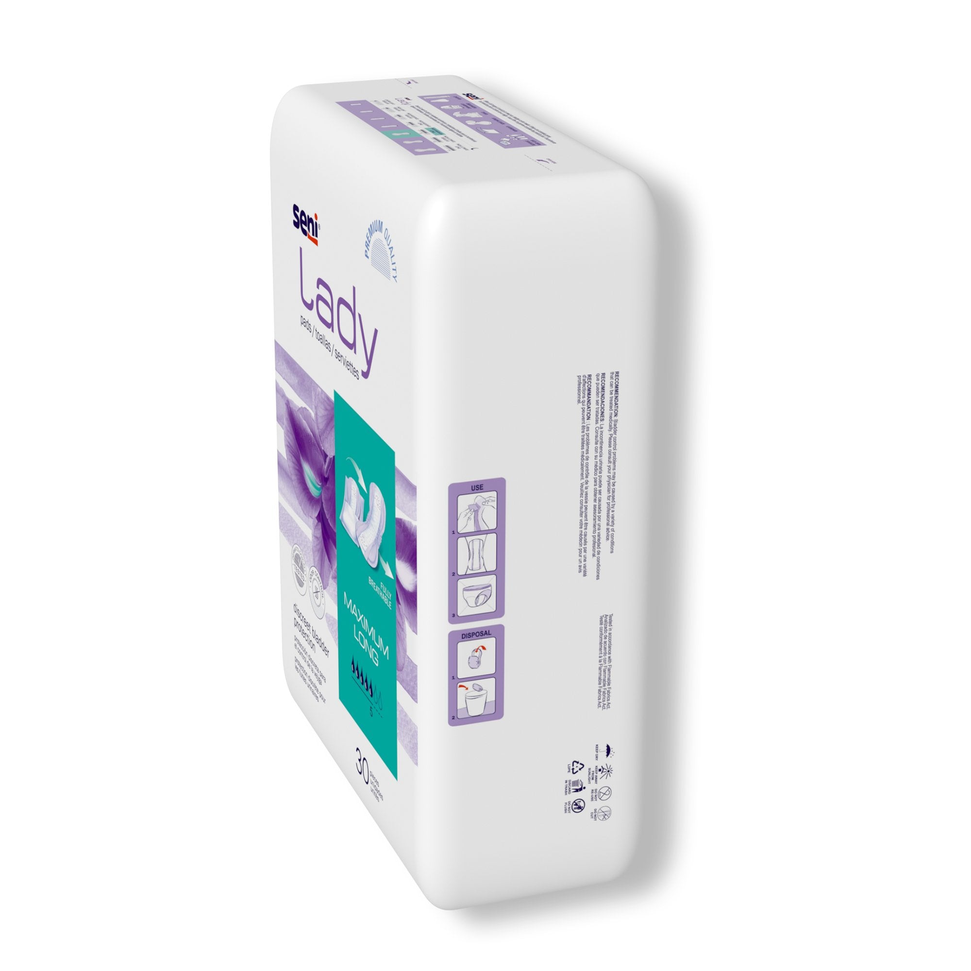 Bladder Control Pad Seni® Lady Maximum 11 Inch Length Moderate Absorbency Super Absorbent Core One Size Fits Most - image 7