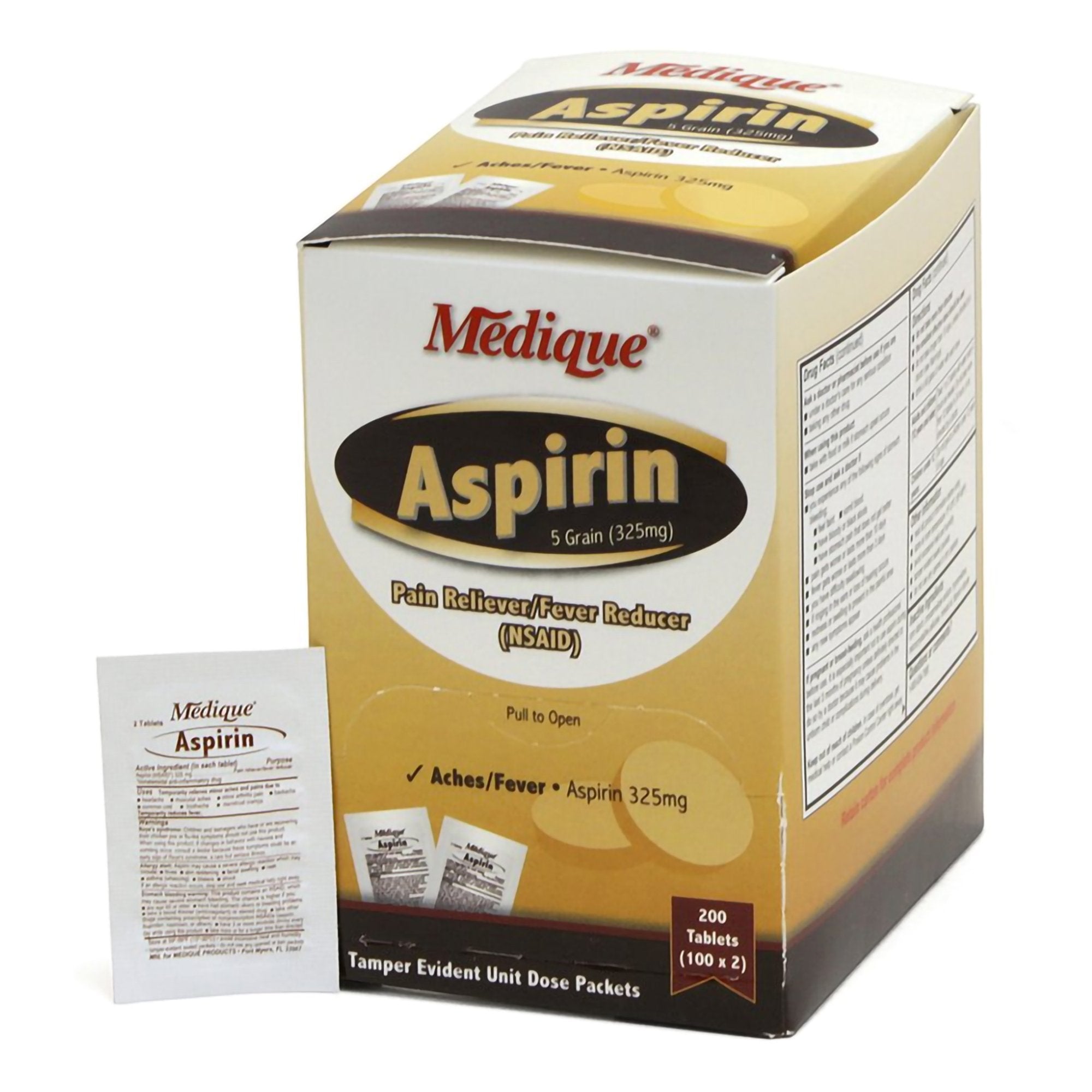 Pain Relief 325 mg Strength Aspirin Tablet 200 per Box