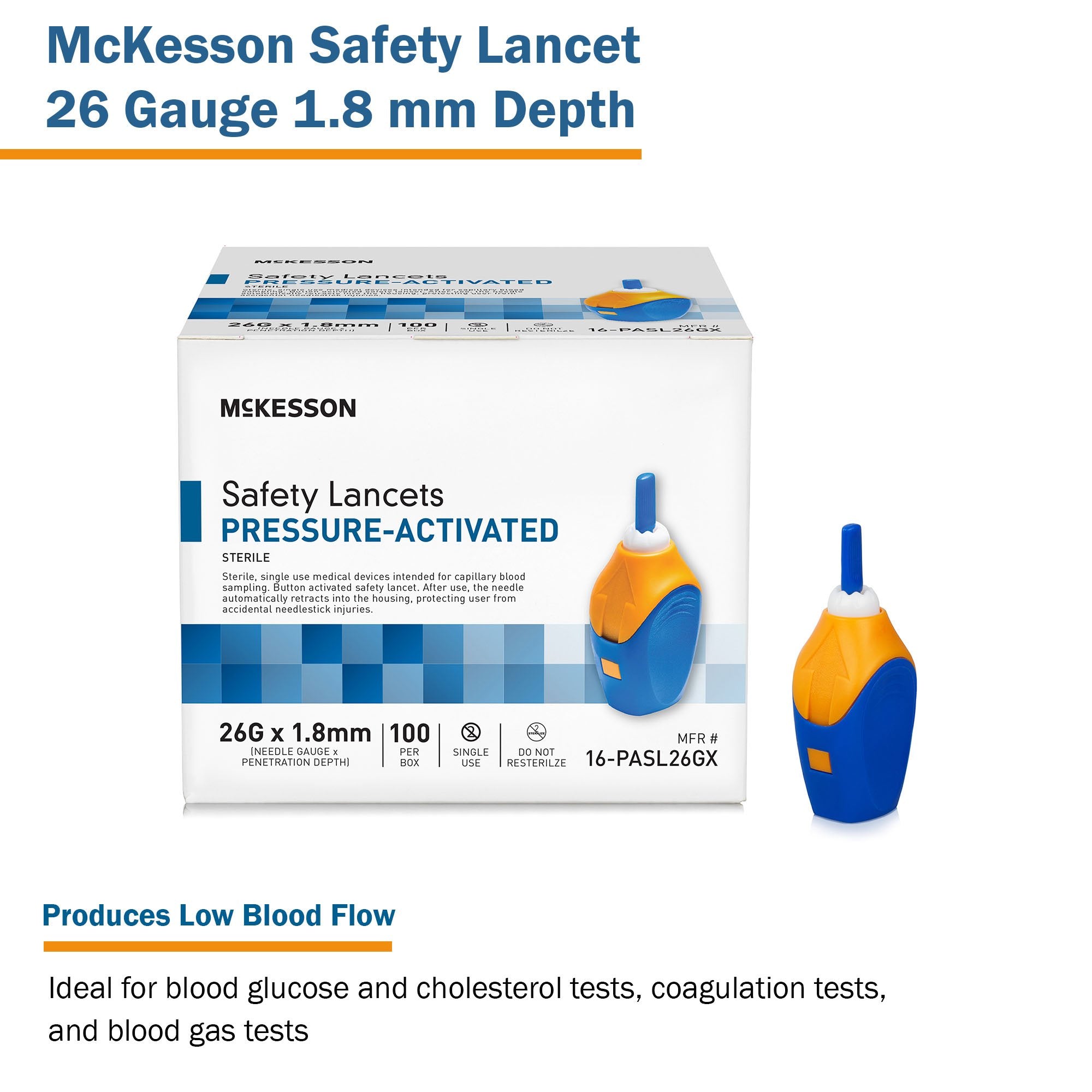 Safety Lancet McKesson 26 Gauge Retractable Pressure Activated Finger - image 4