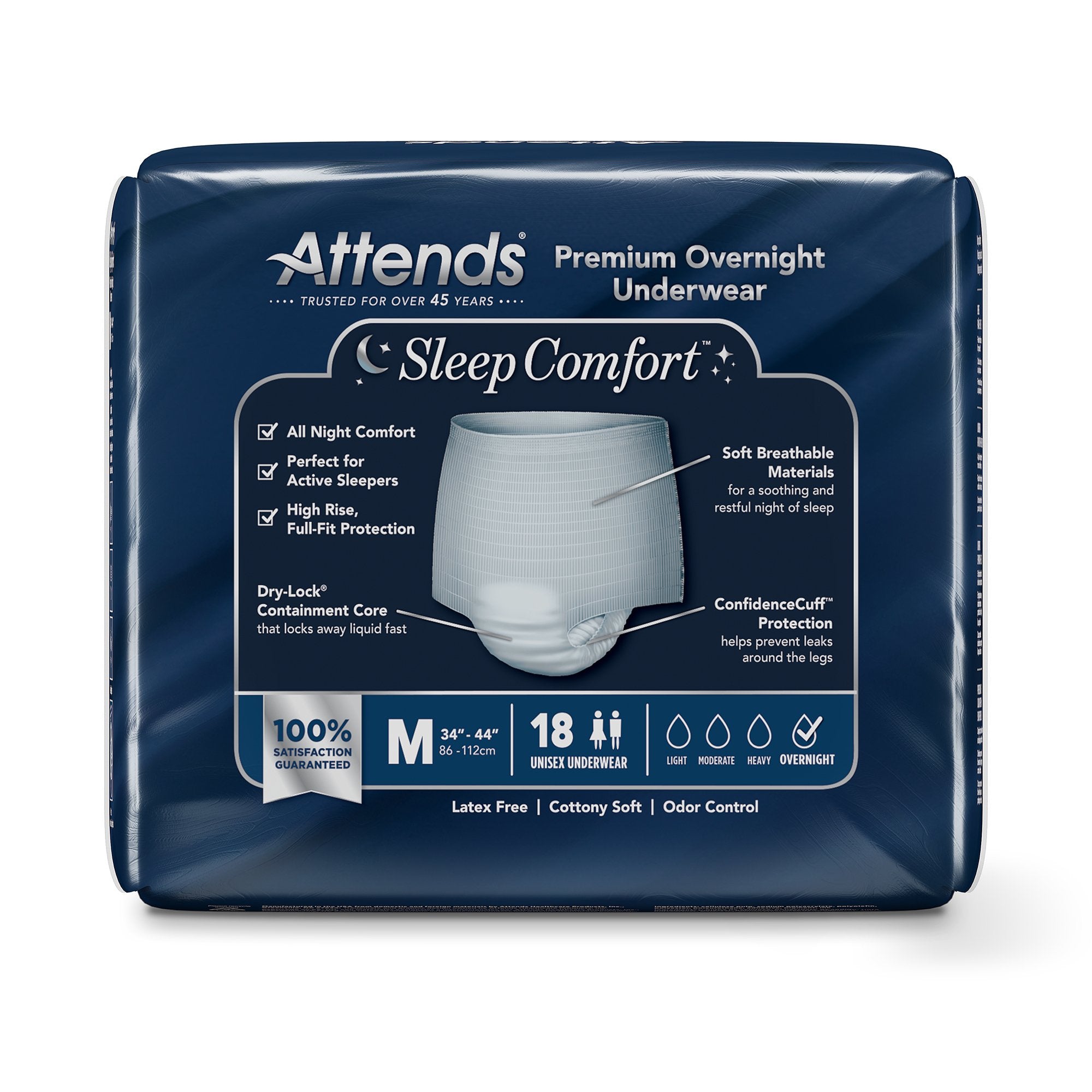 Absorbent Underwear Attends Sleep Comfort Premium Overnight Pull On with Tear Away Seams Adult Medium Unisex Disposable Heavy Absorbency - image 4