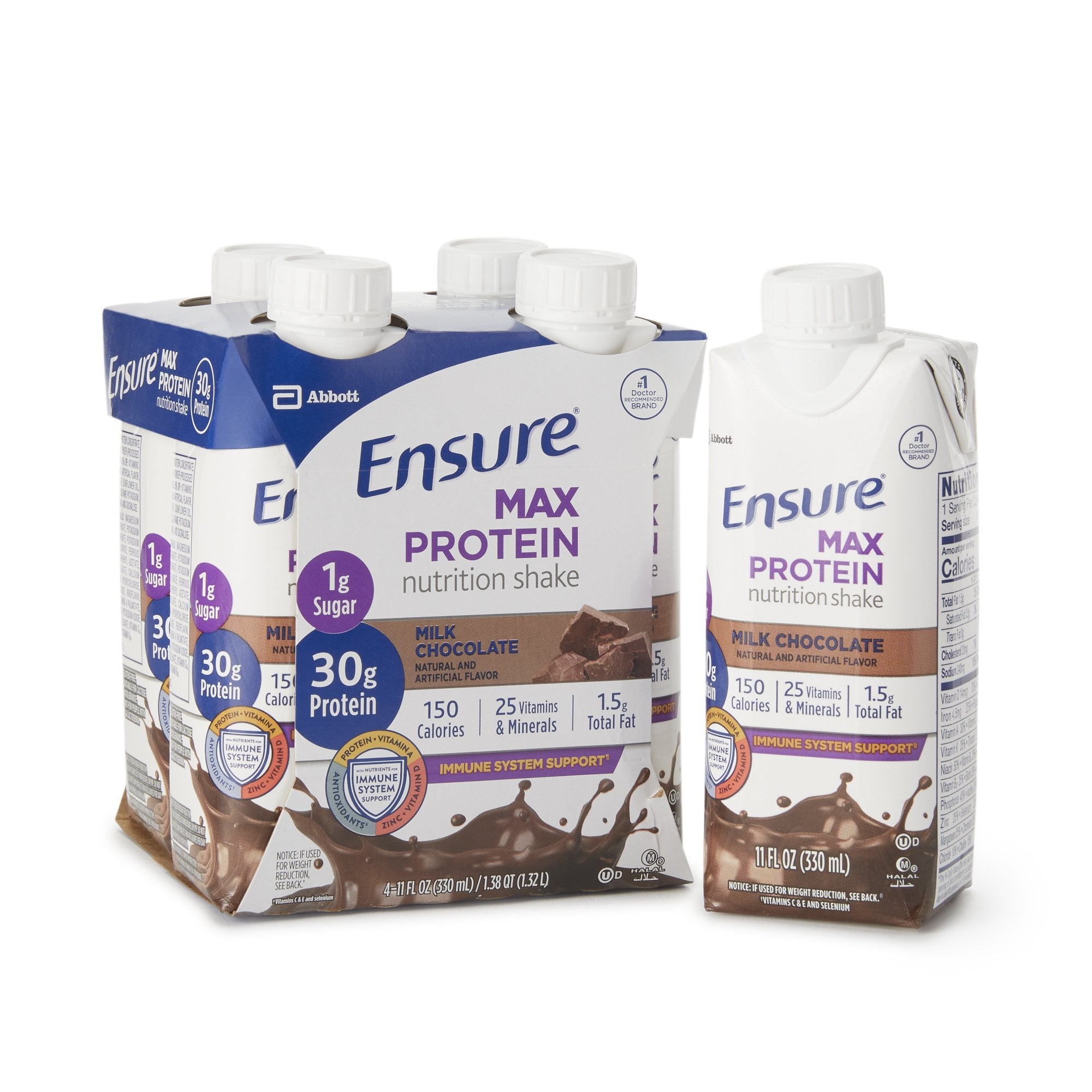 Oral Supplement Ensure® Max Protein Nutrition Shake Milk Chocolate Flavor Liquid 11 oz. Reclosable Carton