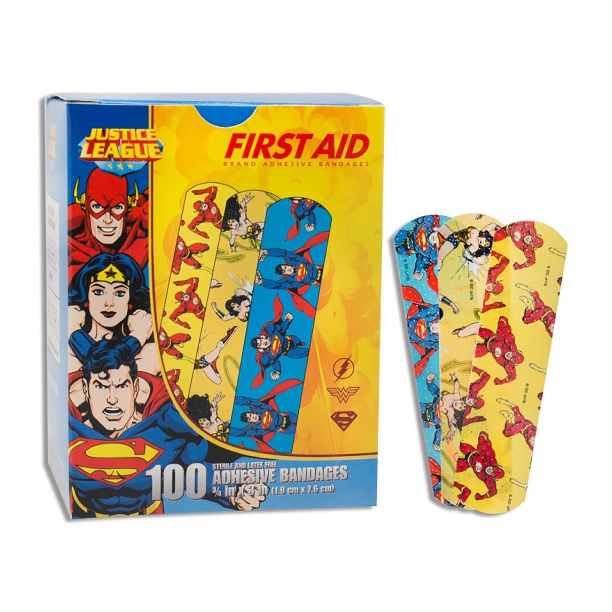 American® White Cross Stat Strip® Kid Design Justice League Adhesive Strips
