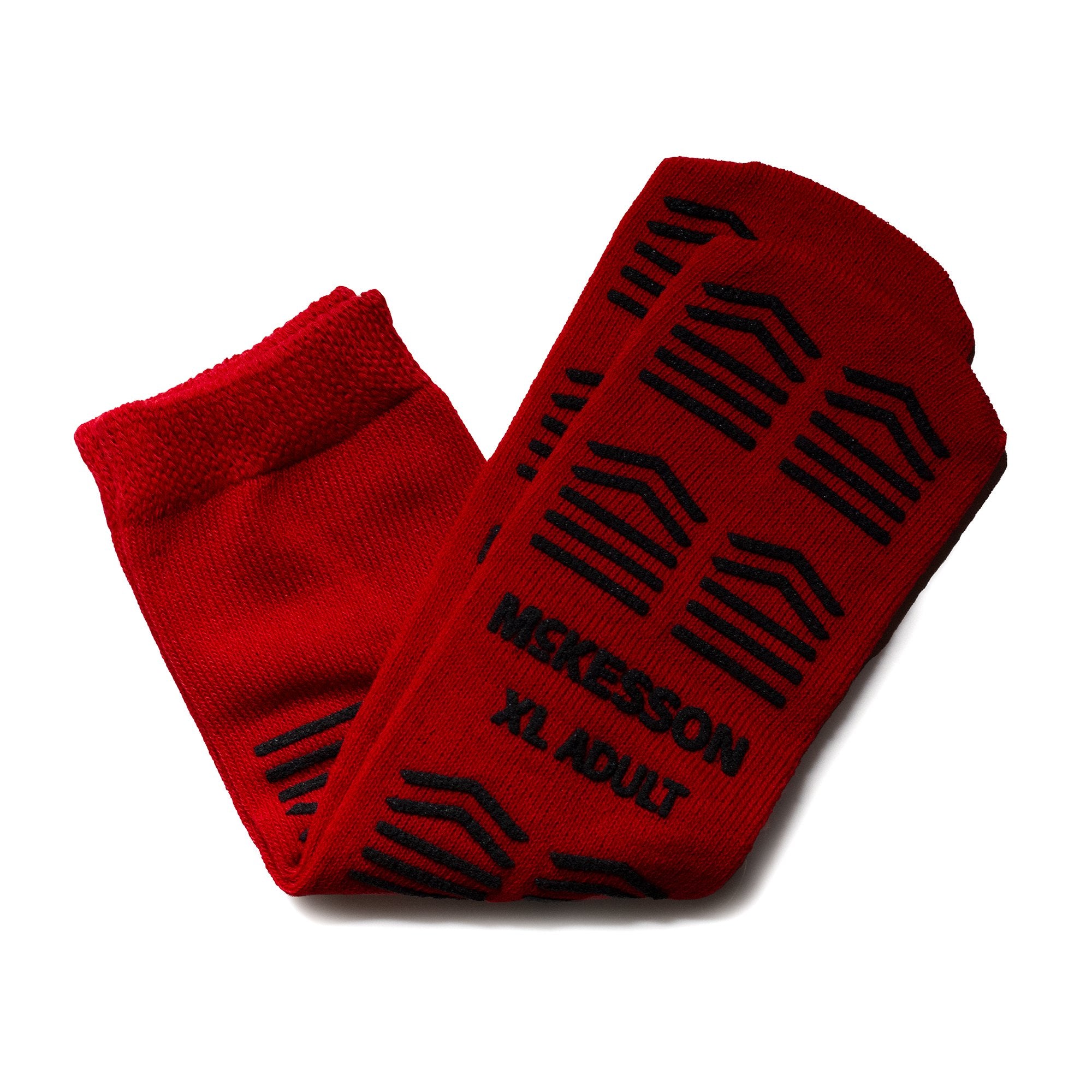 Slipper Socks McKesson Unisex Adult X-Large Double Tread Single Patient Use Red