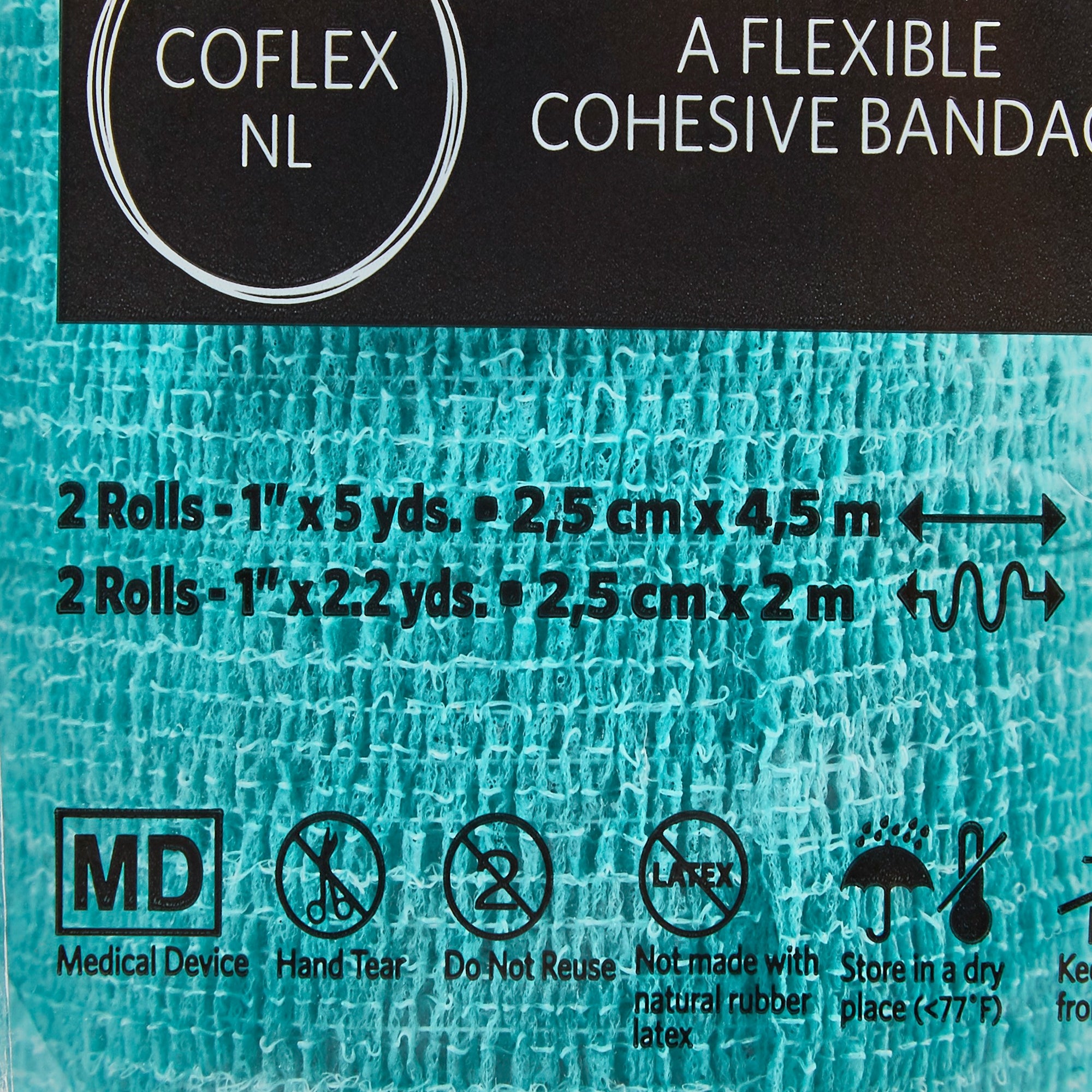 Cohesive Bandage CoFlex® NL 1 Inch X 5 Yard Self-Adherent Closure Teal / Blue / White / Purple / Green NonSterile 12 lbs. Tensile Strength - image 5