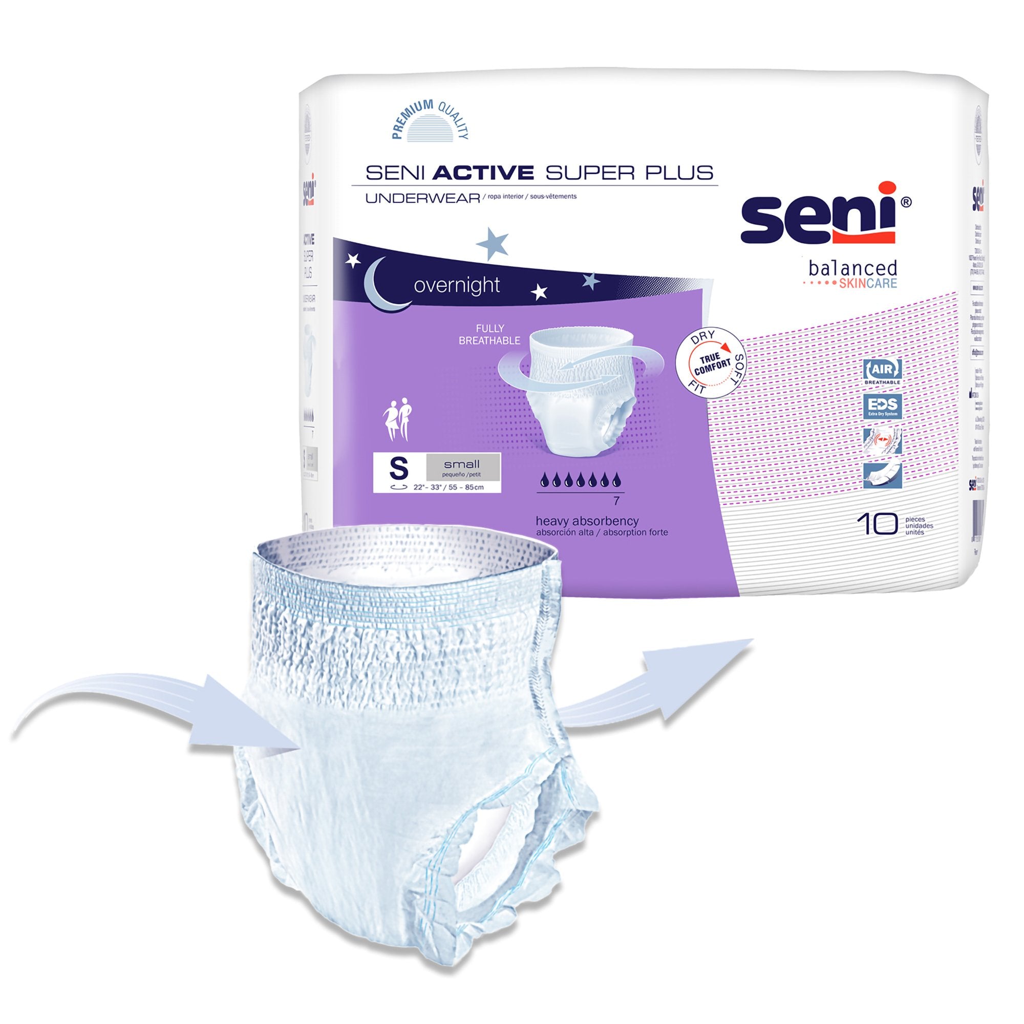 Absorbent Underwear Seni® Active Super Plus Pull On with Tear Away Seams Adult Small Unisex Disposable Heavy Absorbency - image 9