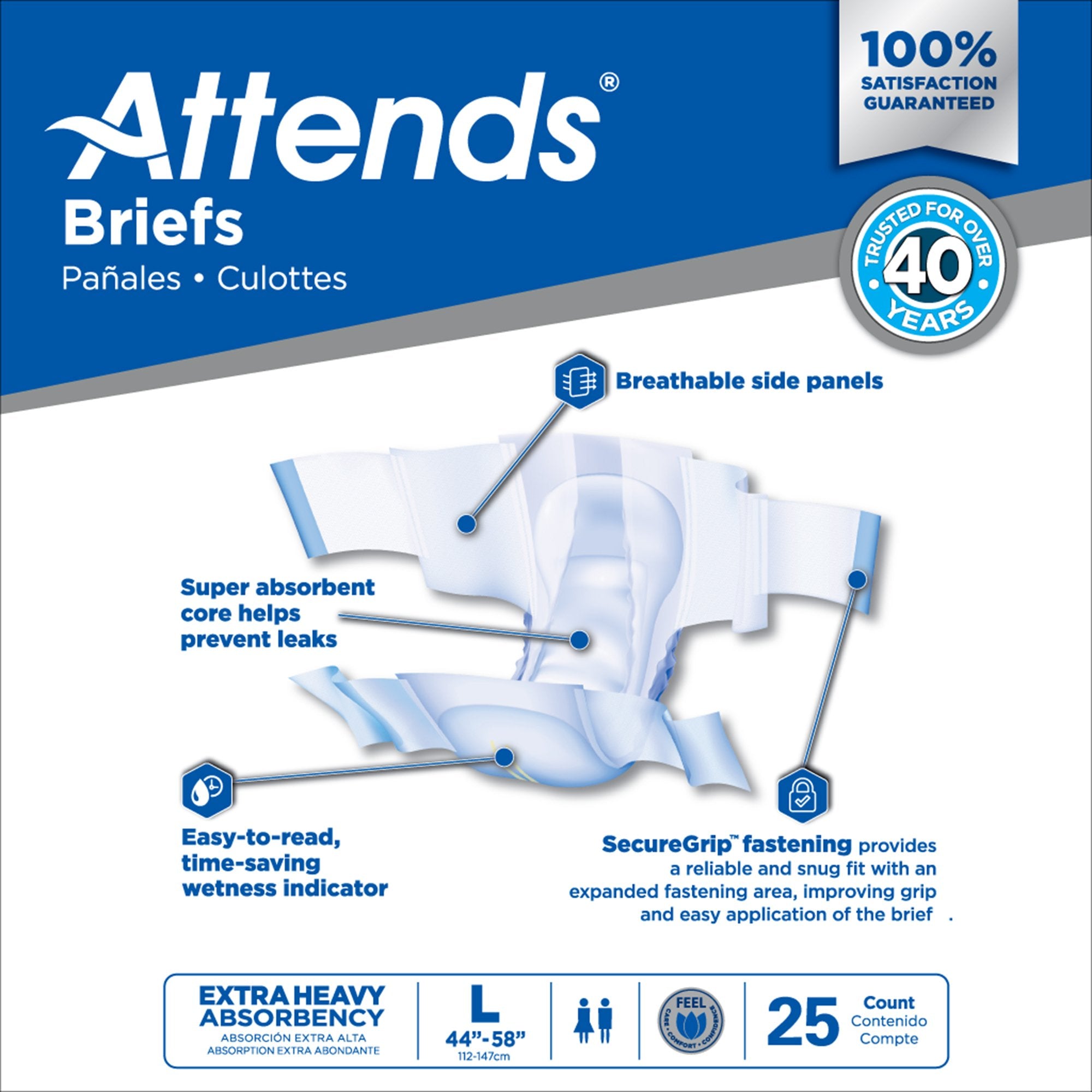 Incontinence Brief Attends® Care Advanced Adult Large Unisex Disposable Heavy Absorbency - image 8