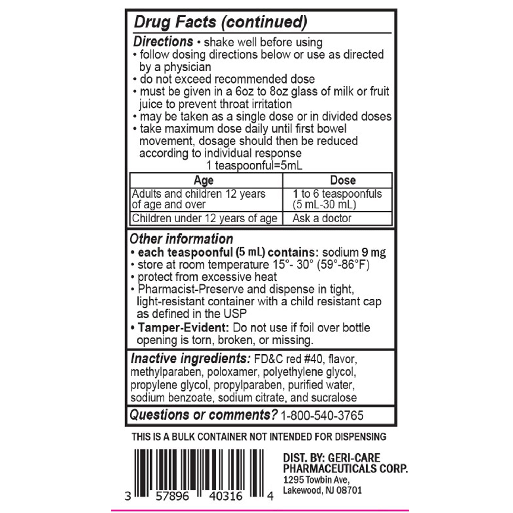 Stool Softener Geri-Care® Cherry Liquid 16 oz. 50 mg / 5 mL Strength Docusate Sodium - image 2