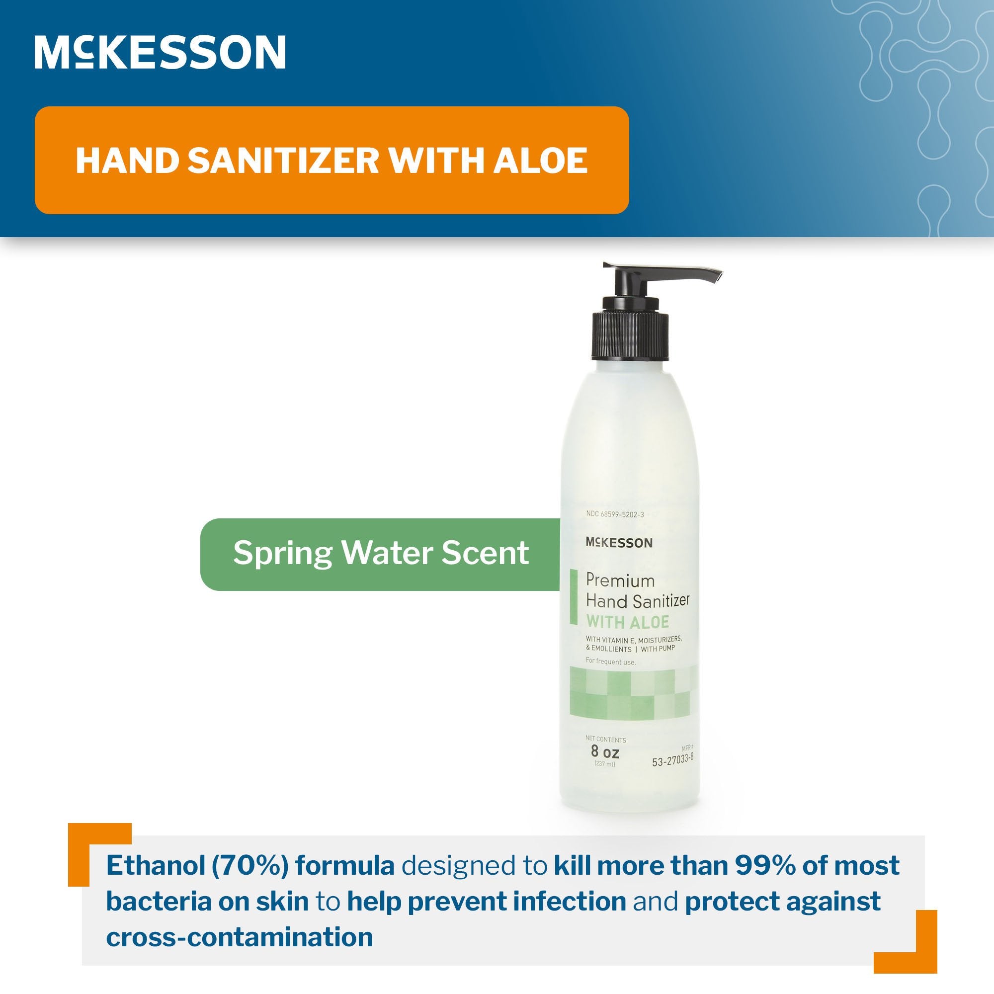 Hand Sanitizer with Aloe McKesson Premium 8 oz. Ethyl Alcohol Gel Pump Bottle - image 3