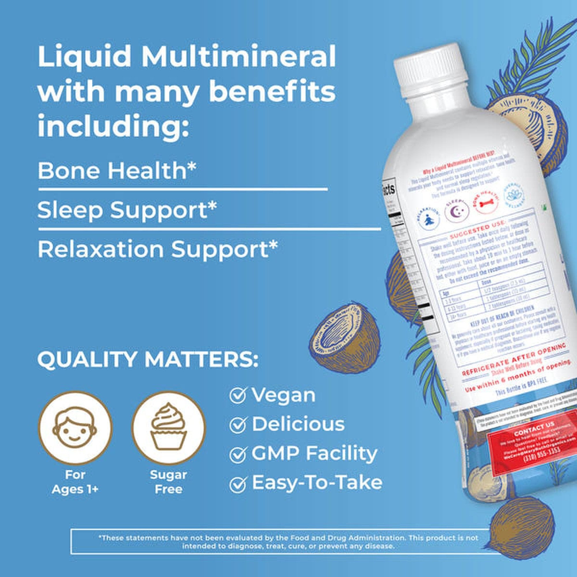 Dietary Supplement Mary Ruth's® Liquid Nighttime Multimineral Vitamin C / D / Calcium / Magnesium 1 mg - 1.7 mcg - 60 mg - 10 mg Strength Liquid 30 oz. Coconut Flavor - image 8
