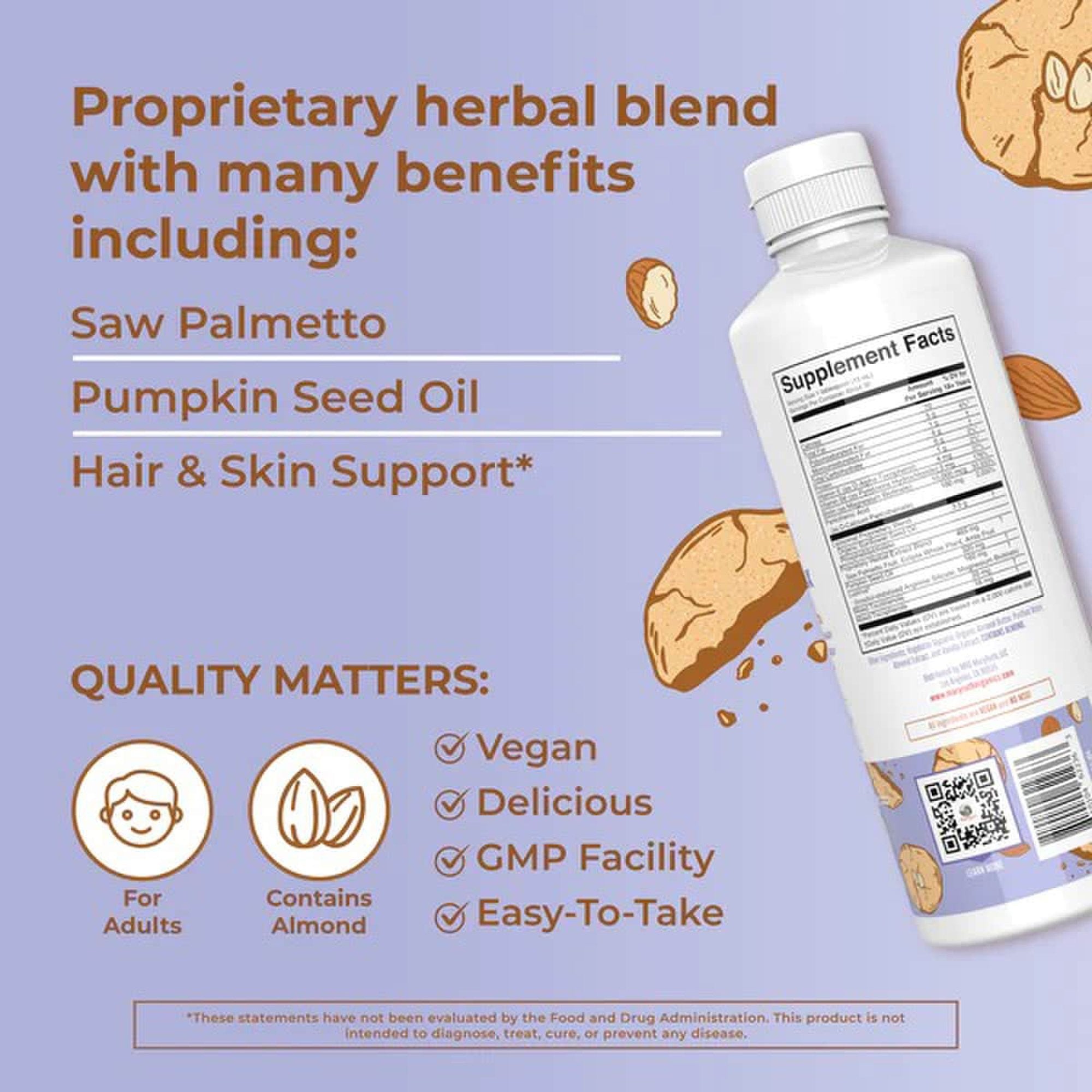 Dietary Supplement Mary Ruth's® Hair Growth Max Liposomal Vitamin E / B6 / Biotin 4 mg / 3 mg / 10,000 mcg Strength Liquid 15.22 oz. Almond Cookie Flavor - image 9