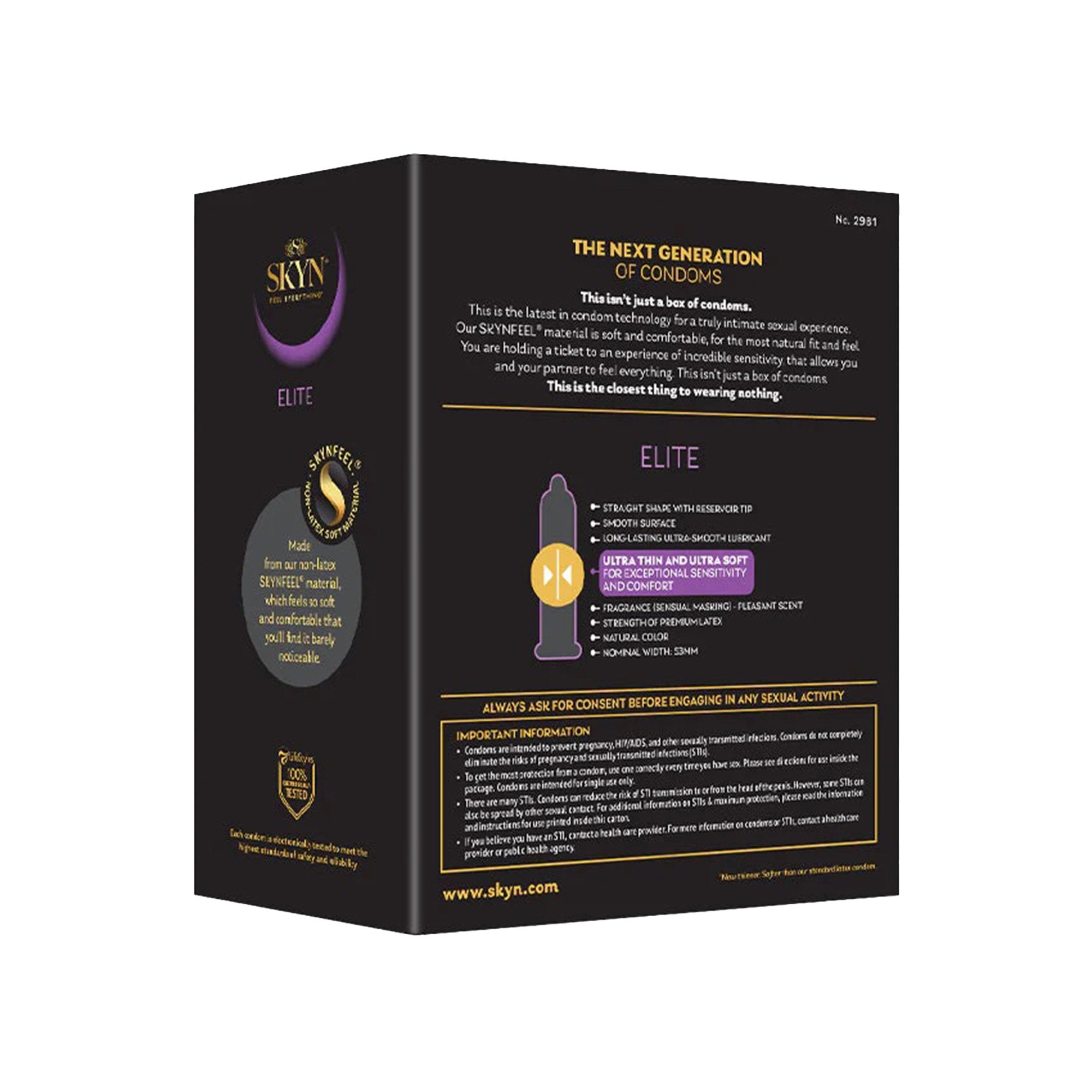 Condom SKYN® Elite Lubricated One Size Fits Most 36 Per Box - image 3