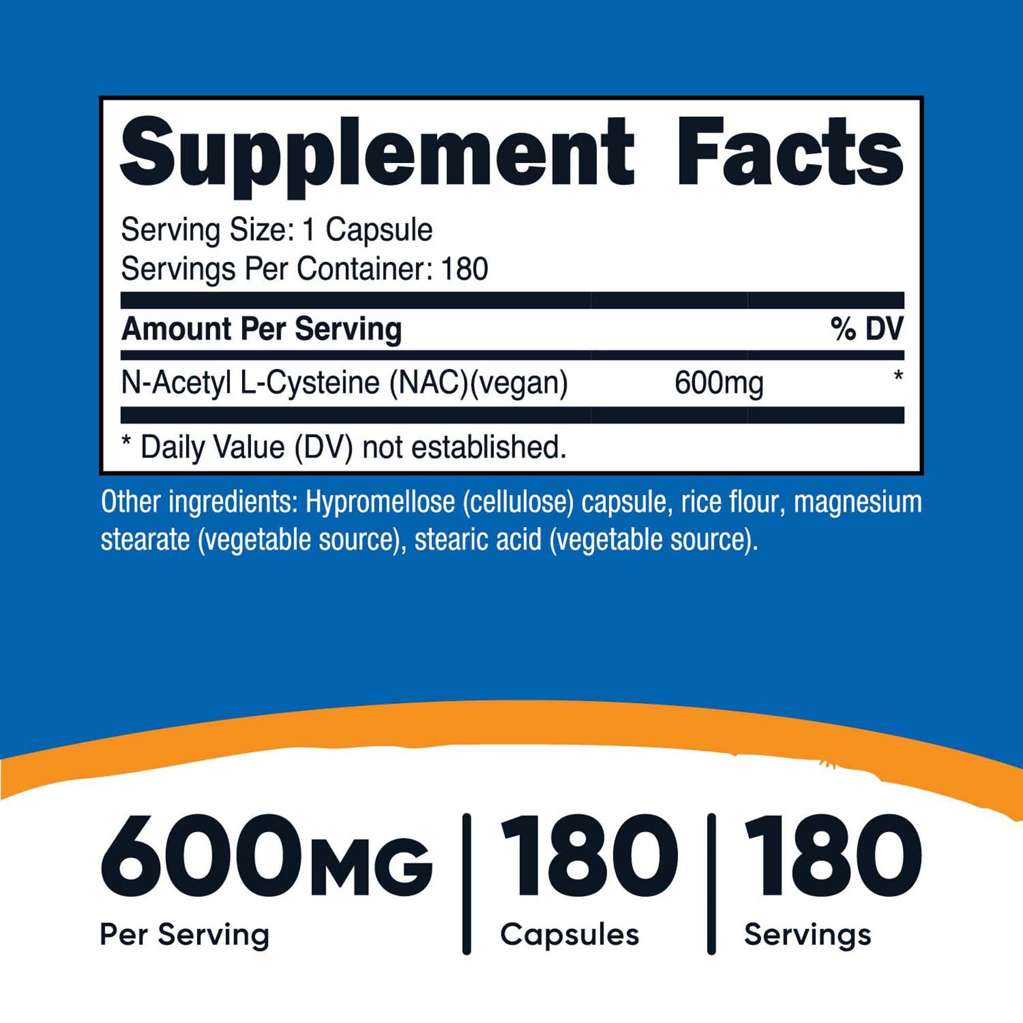 Dietary Supplement nutricost® Acetyl L-Cysteine NAC 600 mg Strength Capsule 180 Per Bottle - image 5
