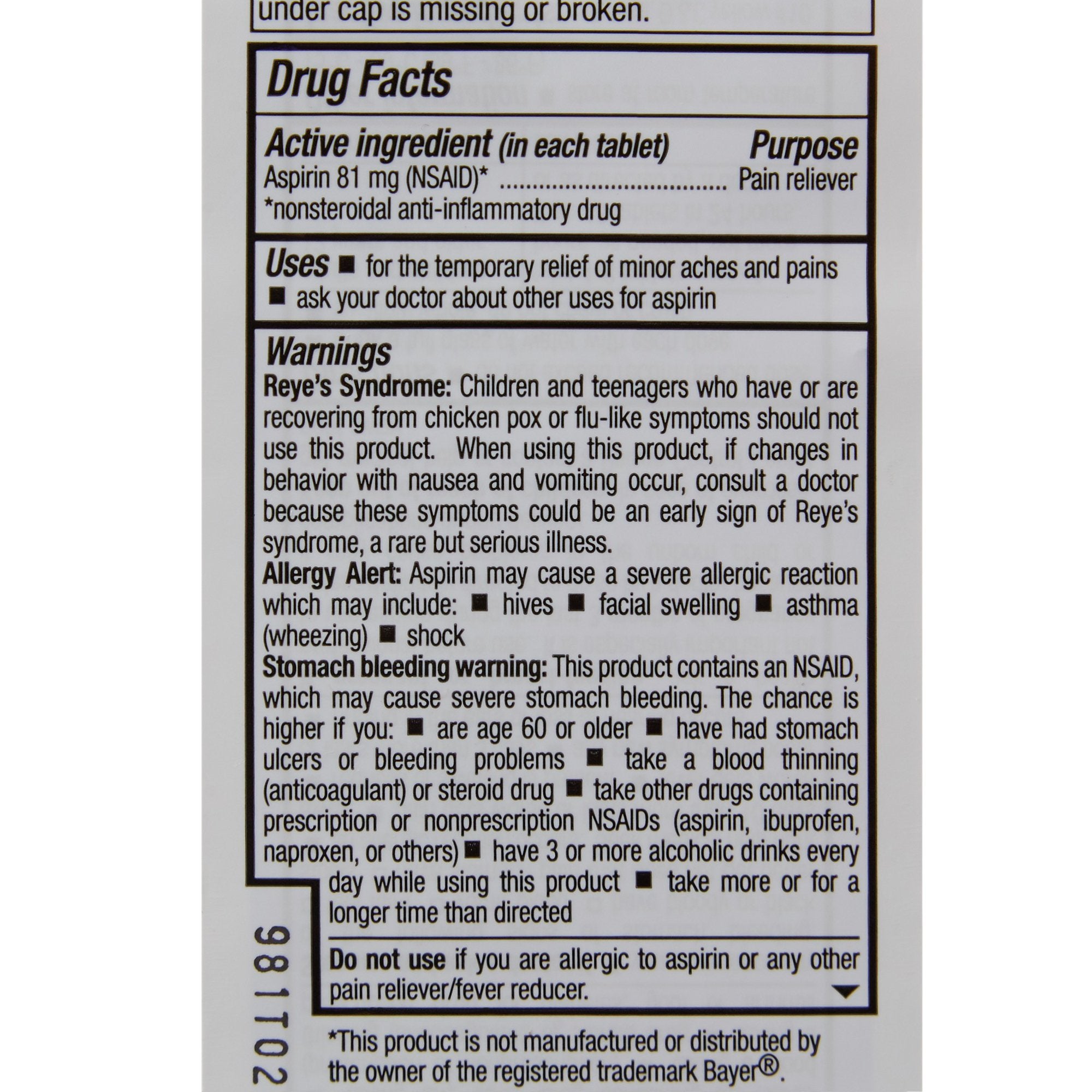 Pain Relief HEALTH STAR® 81 mg Strength Aspirin Tablet 120 per Bottle - image 4