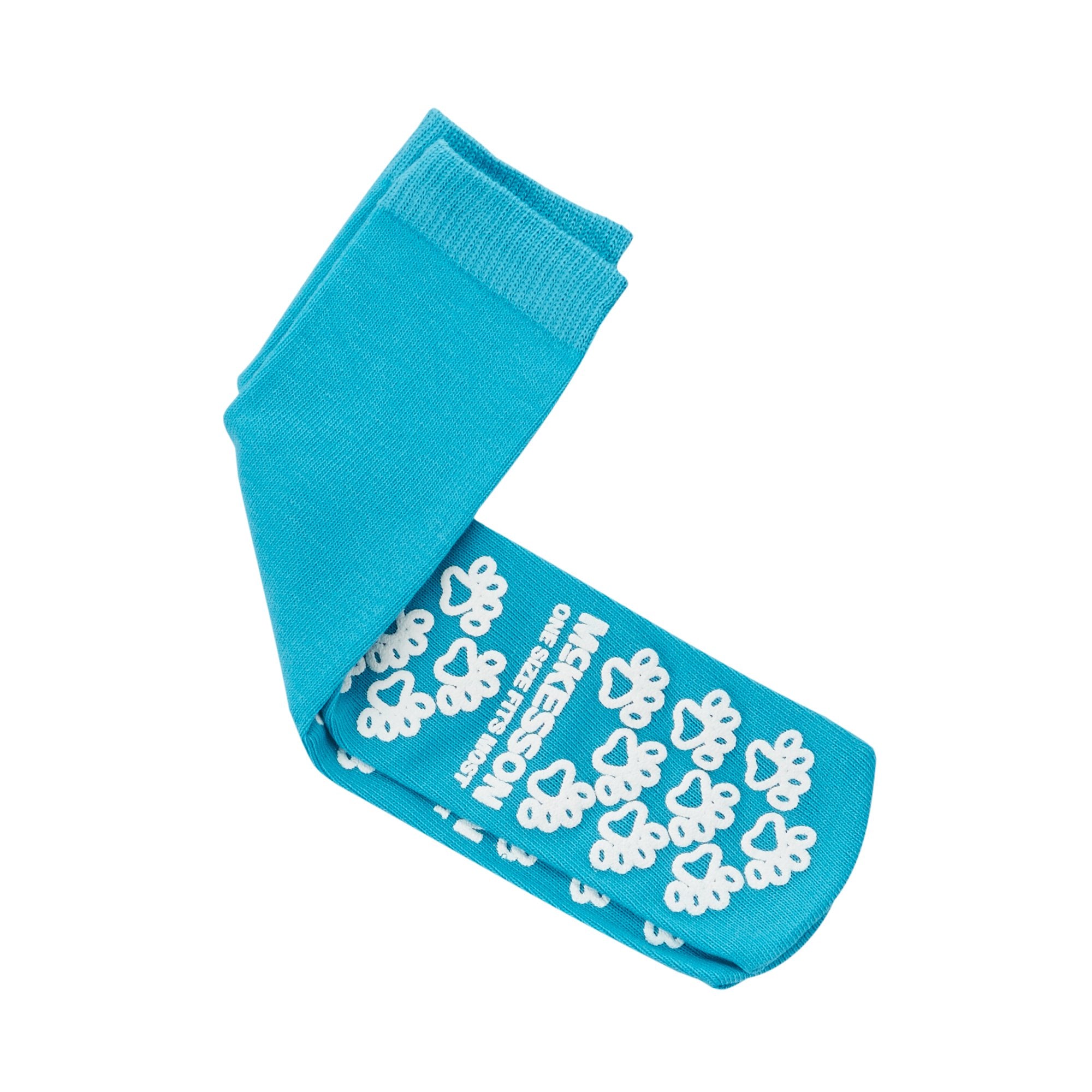 Slipper Socks McKesson Paw Prints® Unisex Adult One Size Fits Most Single Tread Single Patient Use Teal - image 2