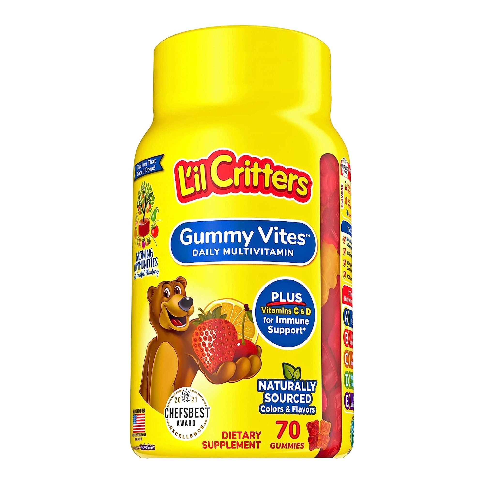 Multivitamin Supplement L'il Critters® Vitamin A / Ascorbic Acid / Vitamin D 2,100 IU - 400 IU - 20 mg Strength Gummy 70 per Bottle Assorted Fruit Flavor
