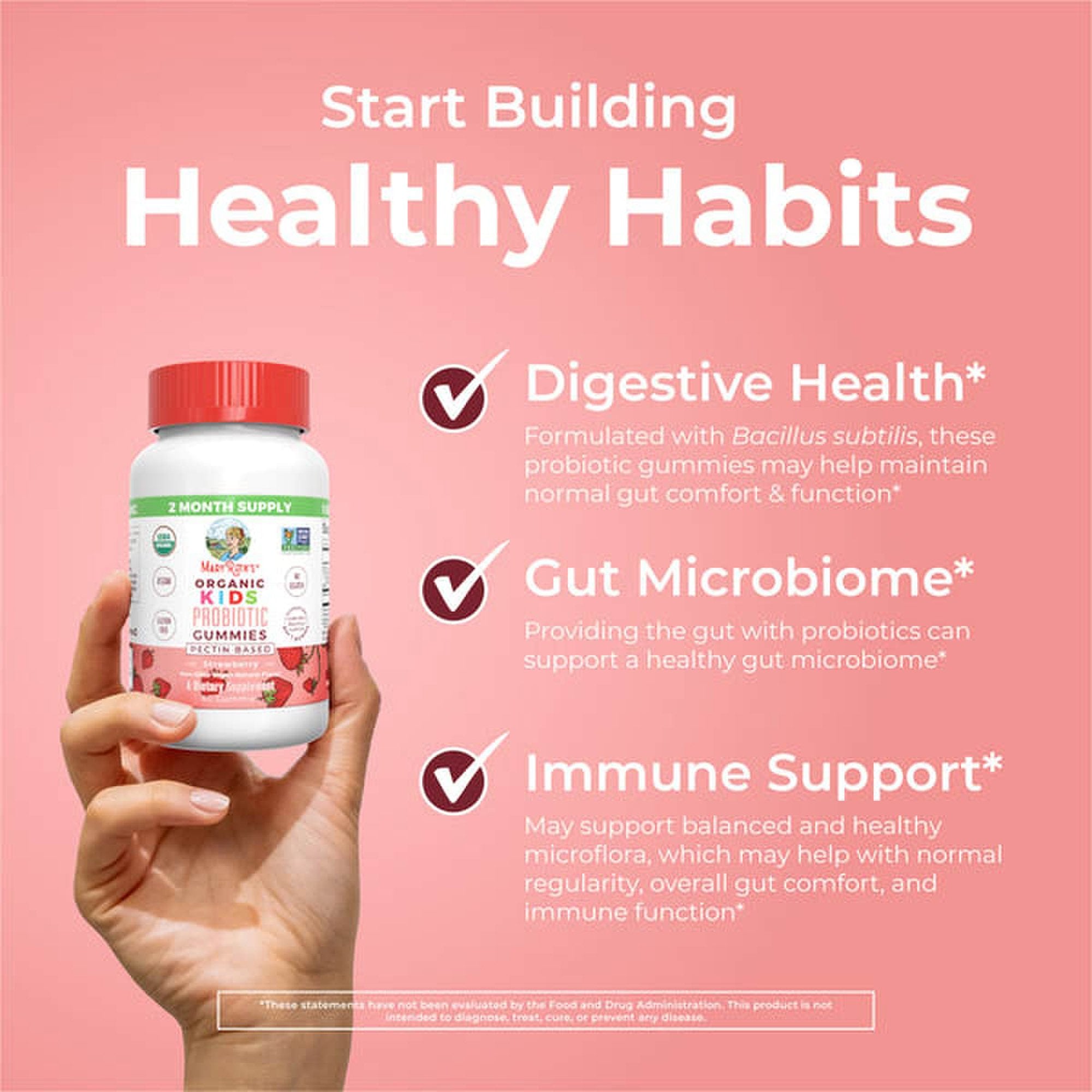 Probiotic Dietary Supplement Mary Ruth's® Organic Kids Probiotic 60 Per Bottle Gummy - image 4