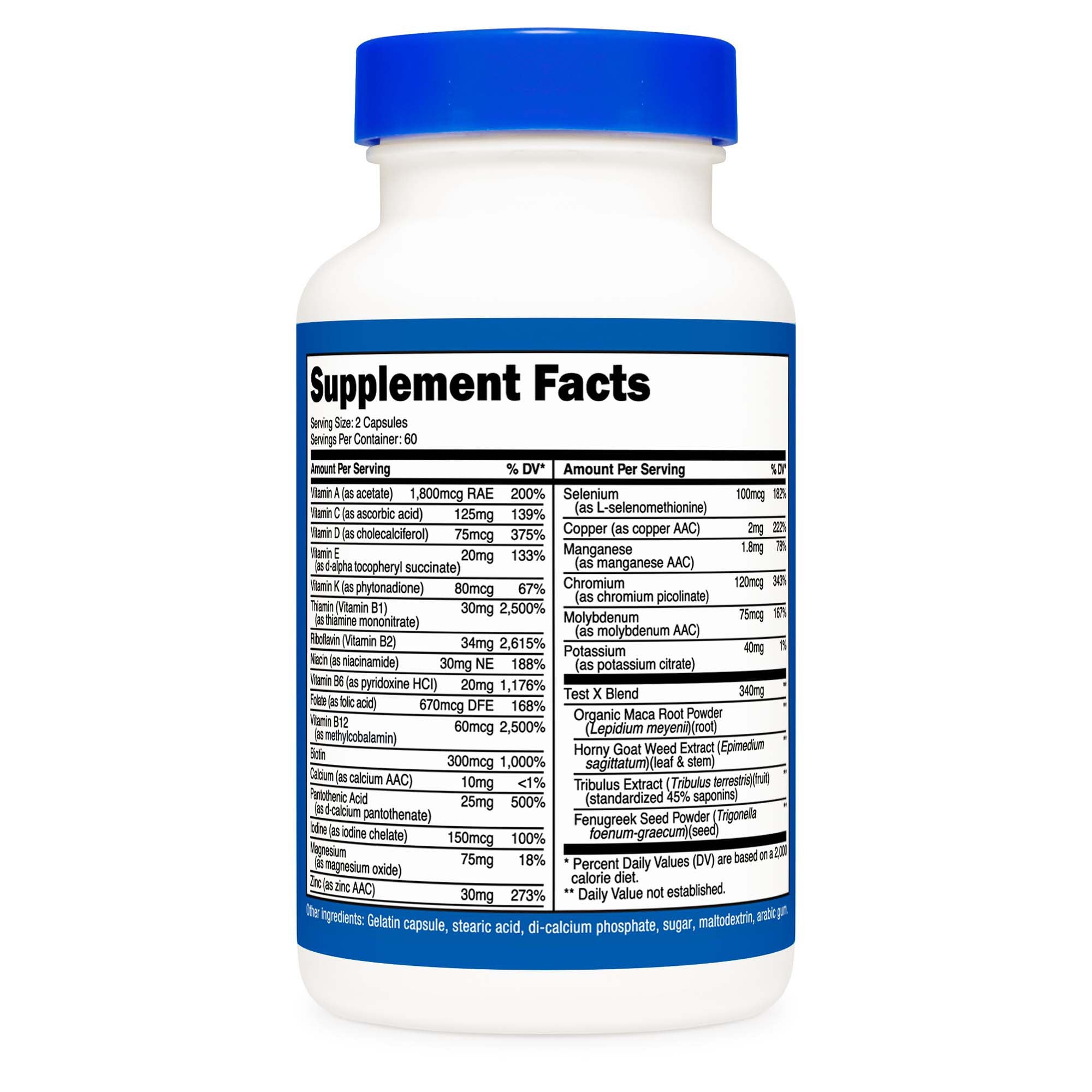 Dietary Supplement nutricost® Multivitamin For Men Vitamin A / C / D / E / K 1,800 mcg - 125 mg - 75 mcg - 20 mg - 80 mcg Strength Capsule 120 Per Bottle - image 3