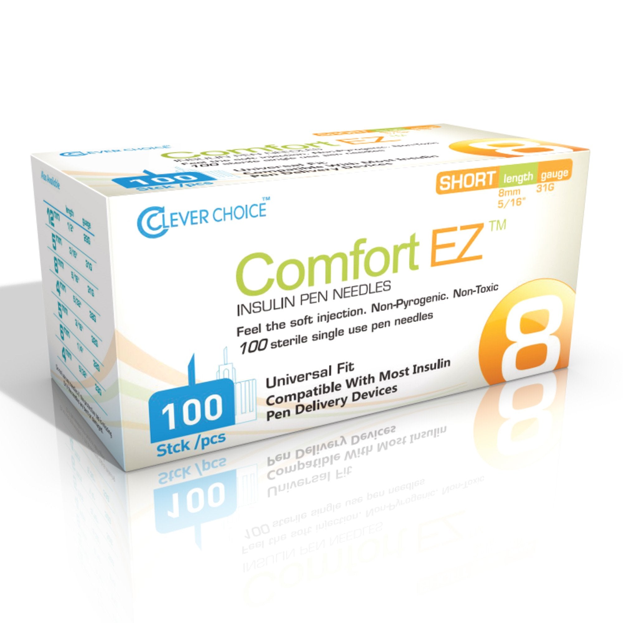 Comfort EZ™ Standard Insulin Pen Needle, 31 Gauge, 8 mm Length