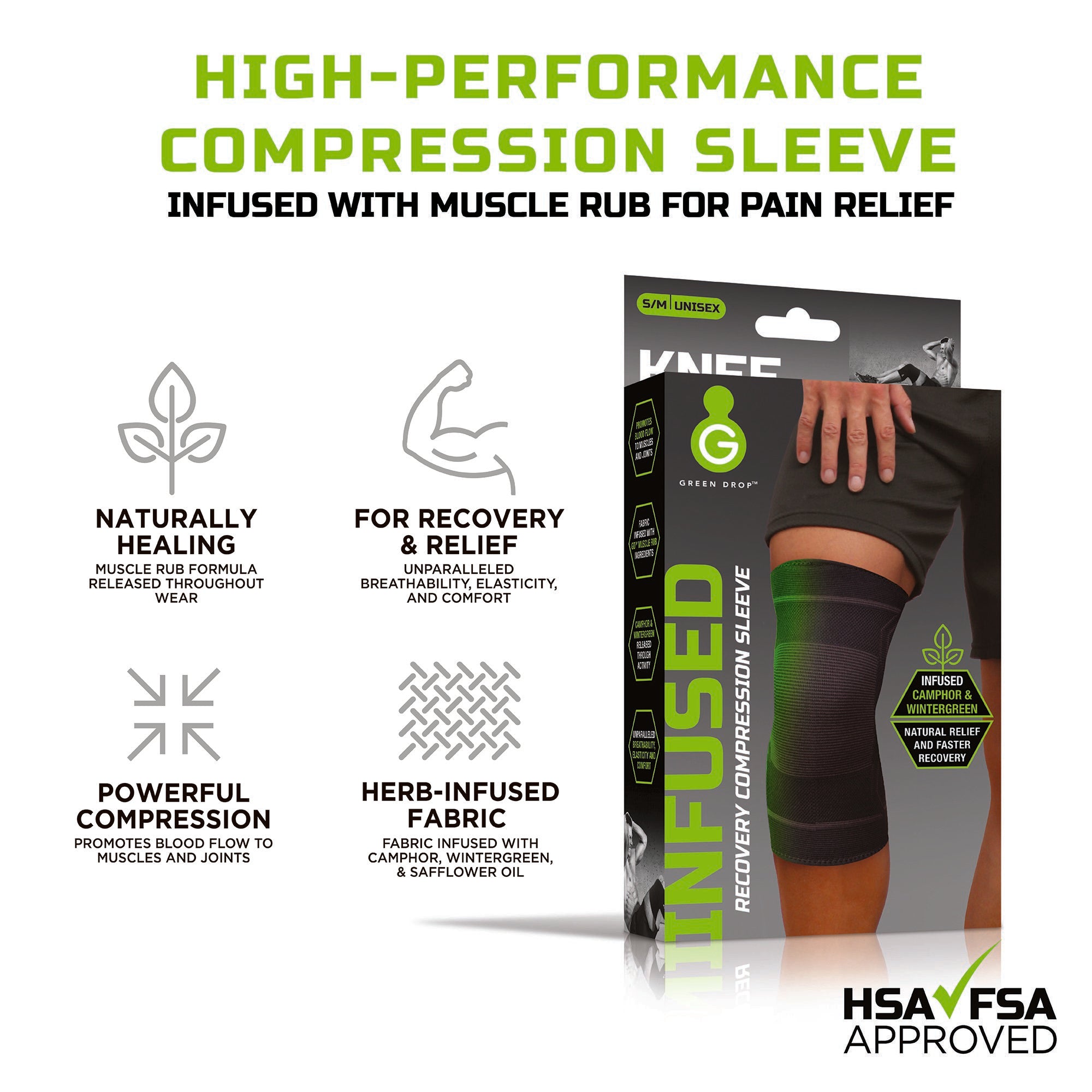 Knee Support Green Drop™ Large / X-Large Pull-On 16 to 19 Inch Thigh Circumference Left or Right Knee - image 6