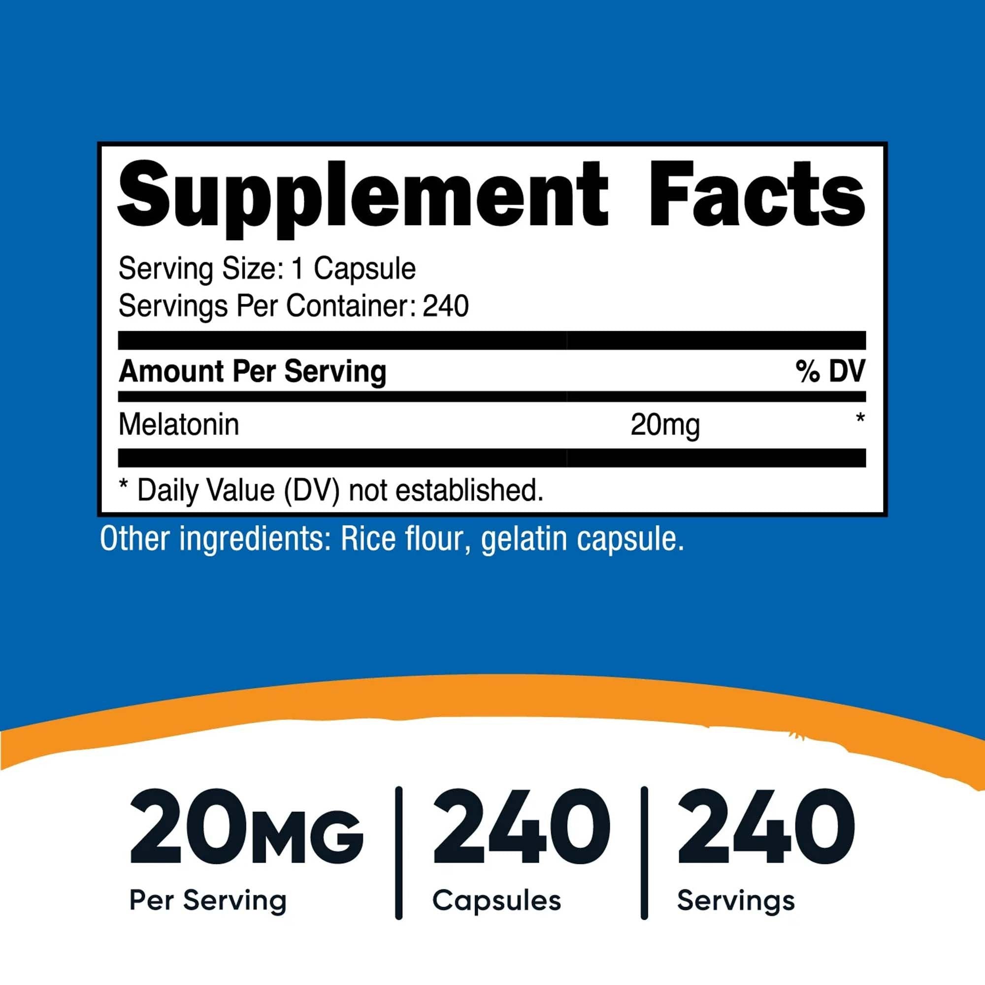 Dietary Supplement nutricost® Melatonin 20 mg Strength Capsule 240 Per Bottle - image 2