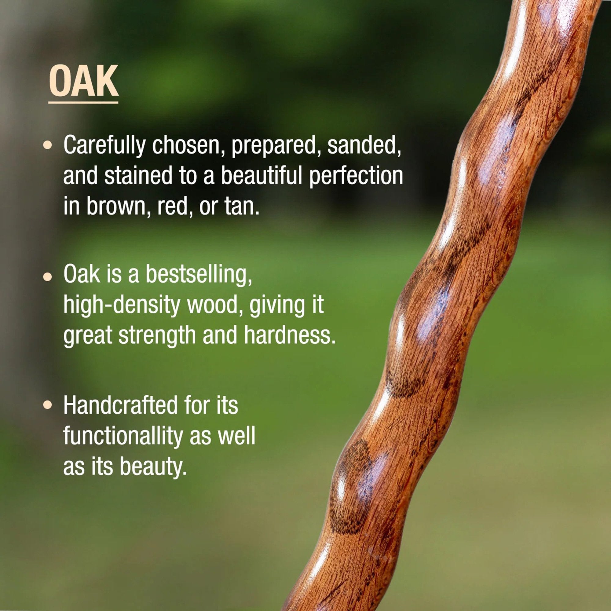 Round Handle Cane Brazos™ Twisted Wood 37 Inch Height Red Oak - image 5