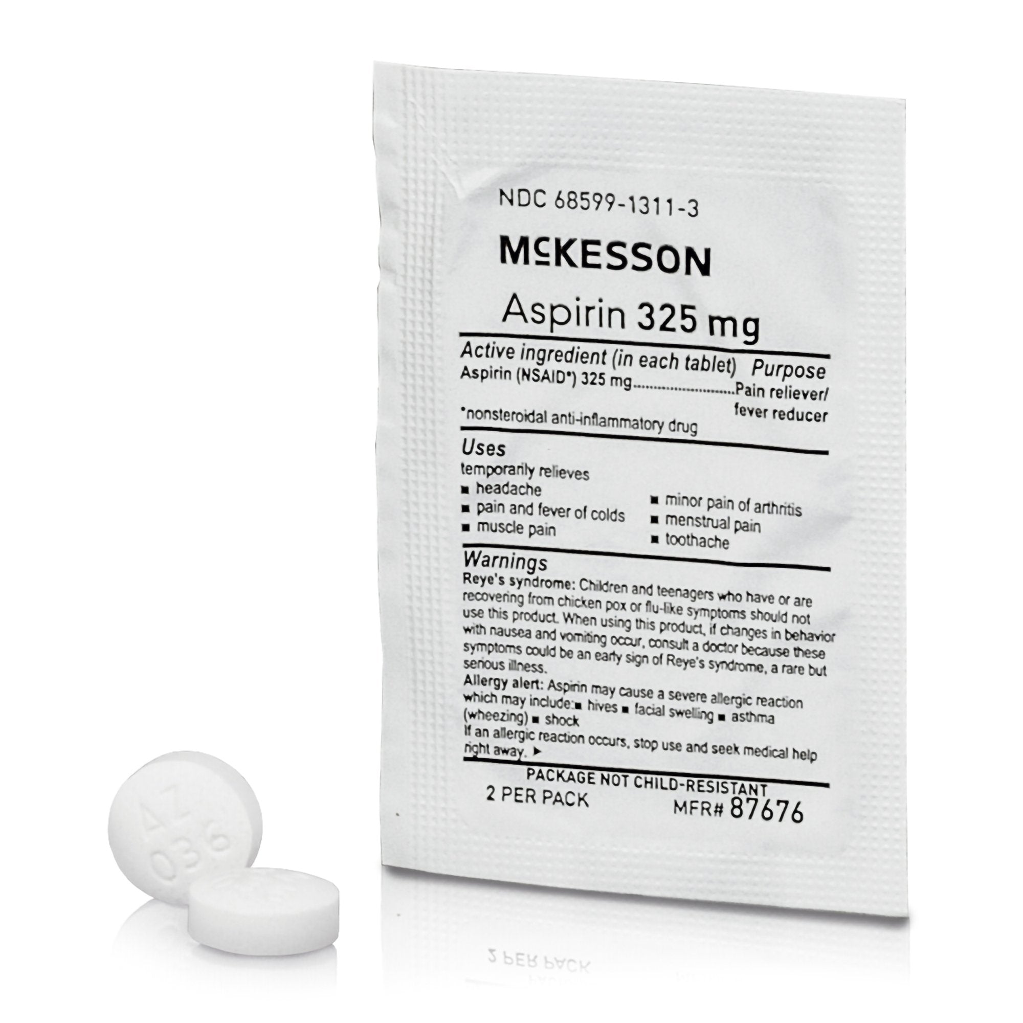 Pain Relief McKesson 325 mg Strength Aspirin Tablet 250 per Box - image 2