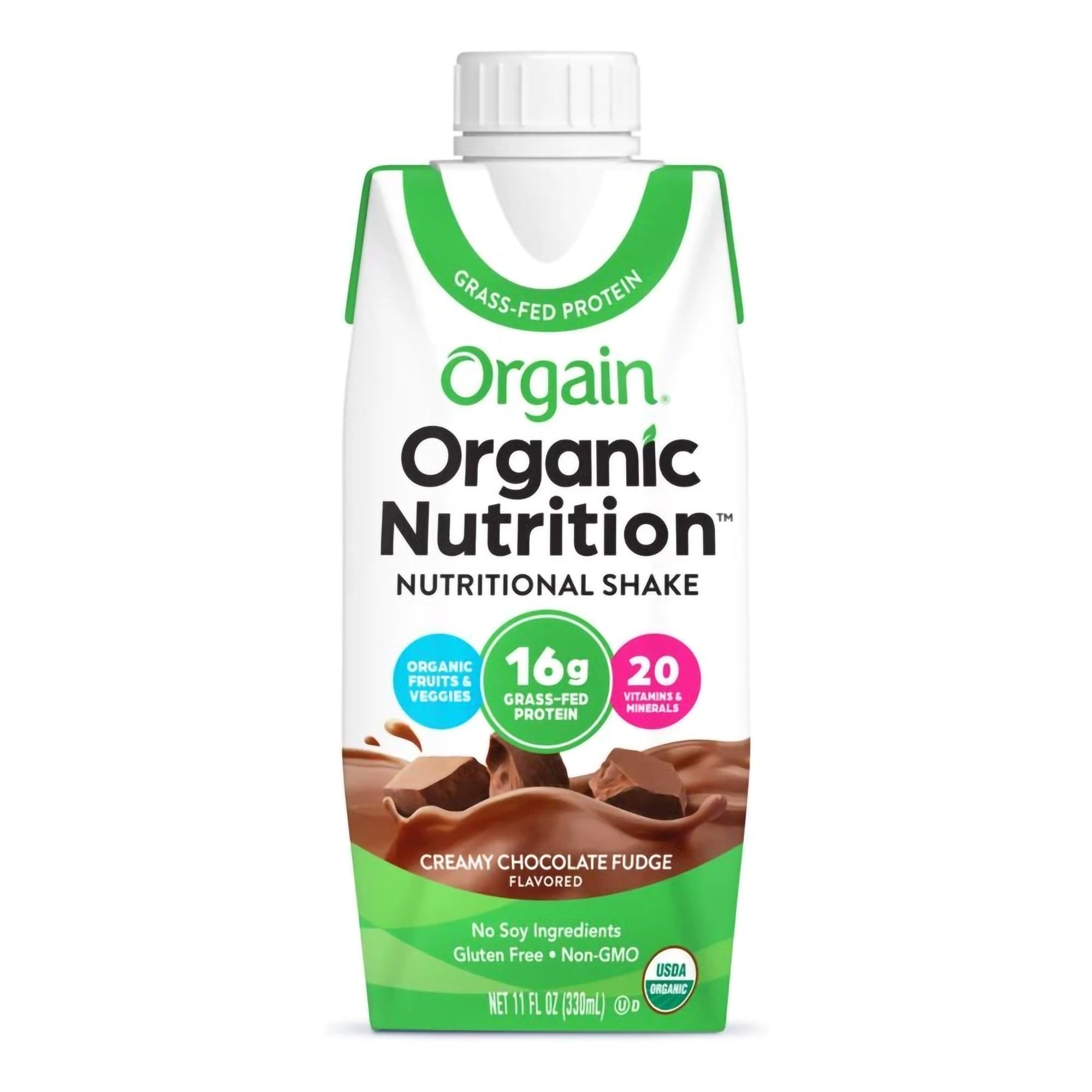 Oral Supplement Orgain® Organic Nutritional Shake Creamy Chocolate Fudge Flavor Liquid 11 oz. Carton