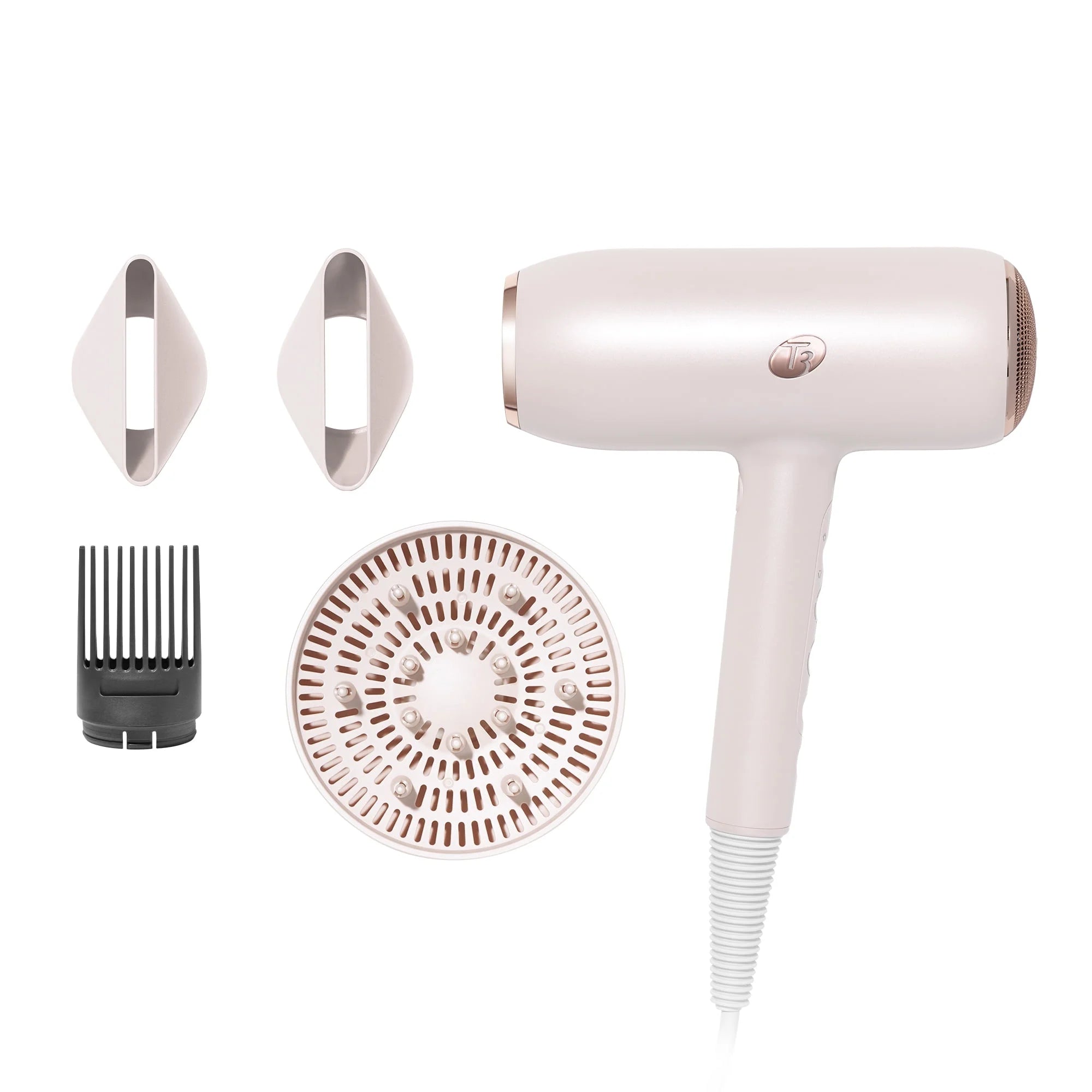 T3 Featherweight Stylemax Professional Ionic Hair Dryer with Custom Heat Automation & 4 Attachments,Fast Drying,Lightweight with 5 Heat & 3 Speed Settings,2 Concentrators,Diffuser & Smoothing Comb